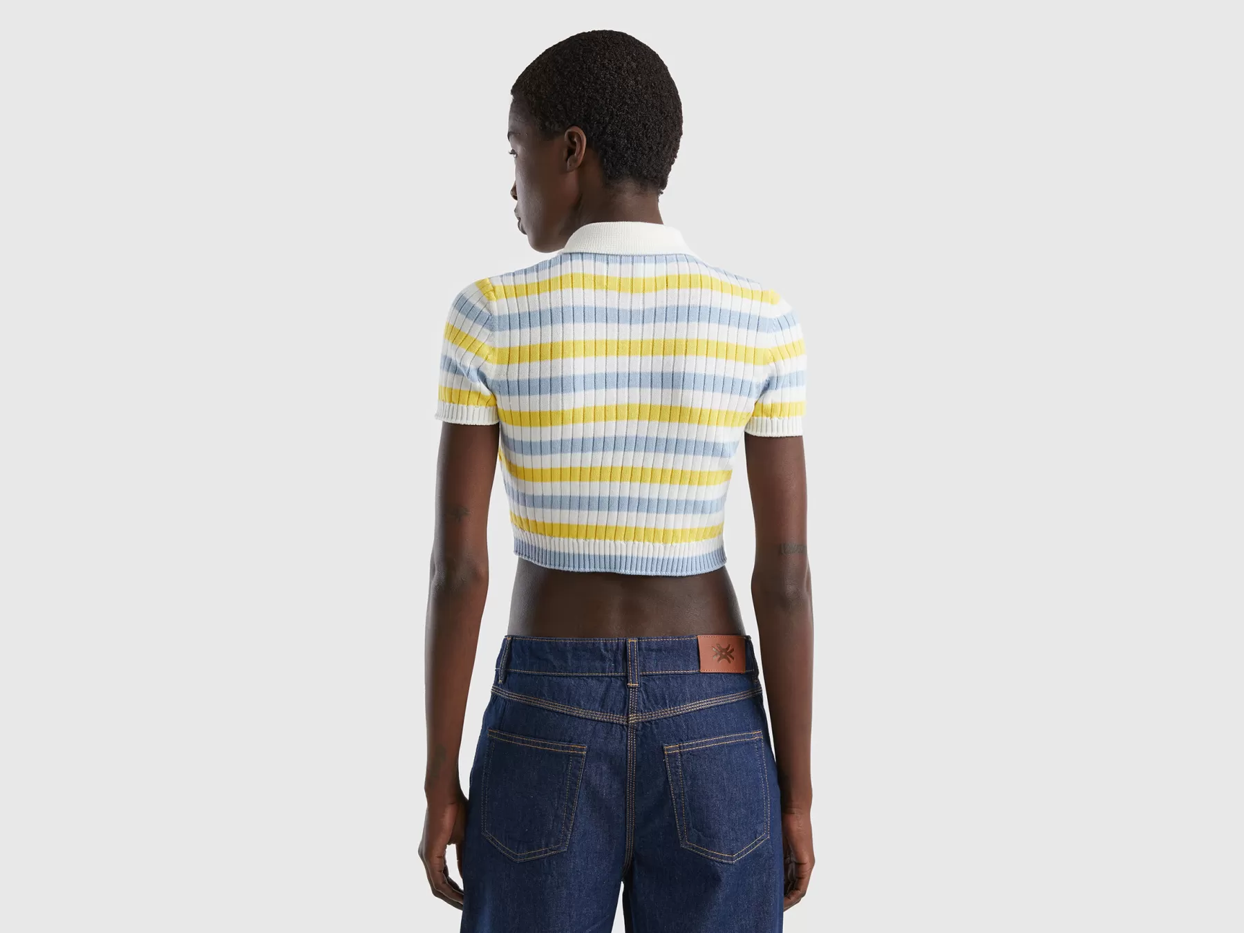 Benetton Polo Cropped A Righe Multi-Color Cheap