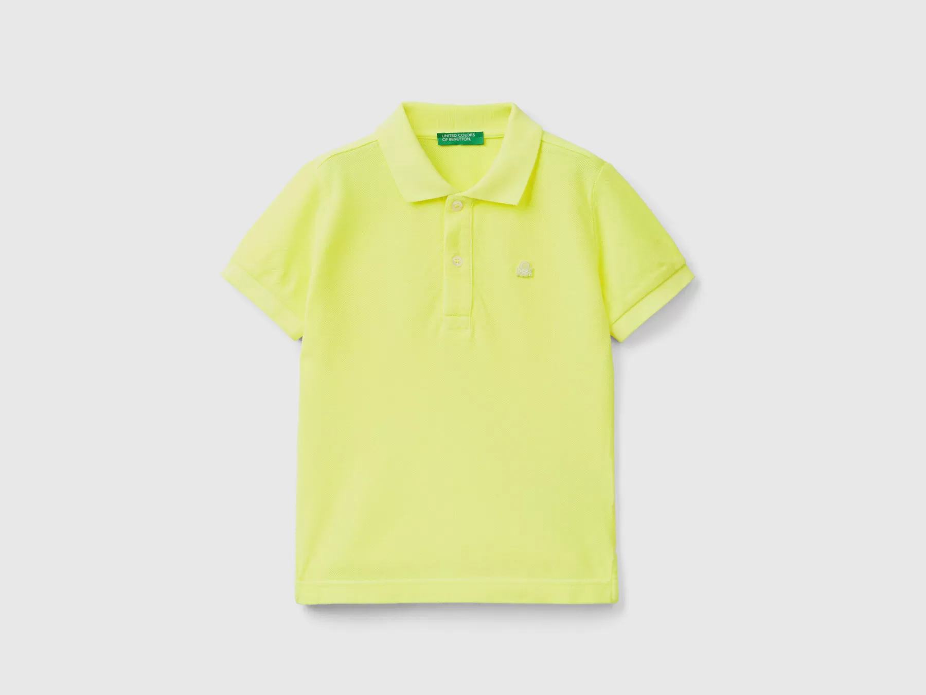 Benetton Polo Fluo In Cotone Biologico Giallo Fluo Cheap