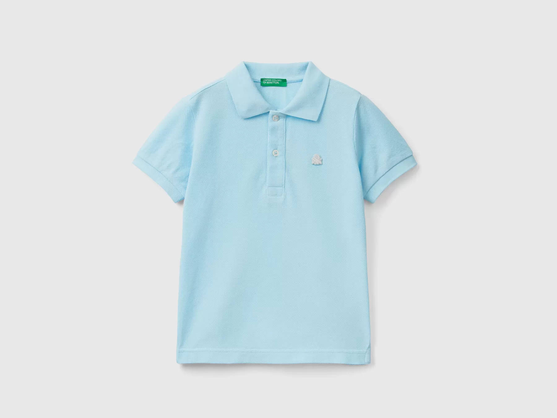 Benetton Polo Fluo In Cotone Biologico Celeste Fluo Flash Sale