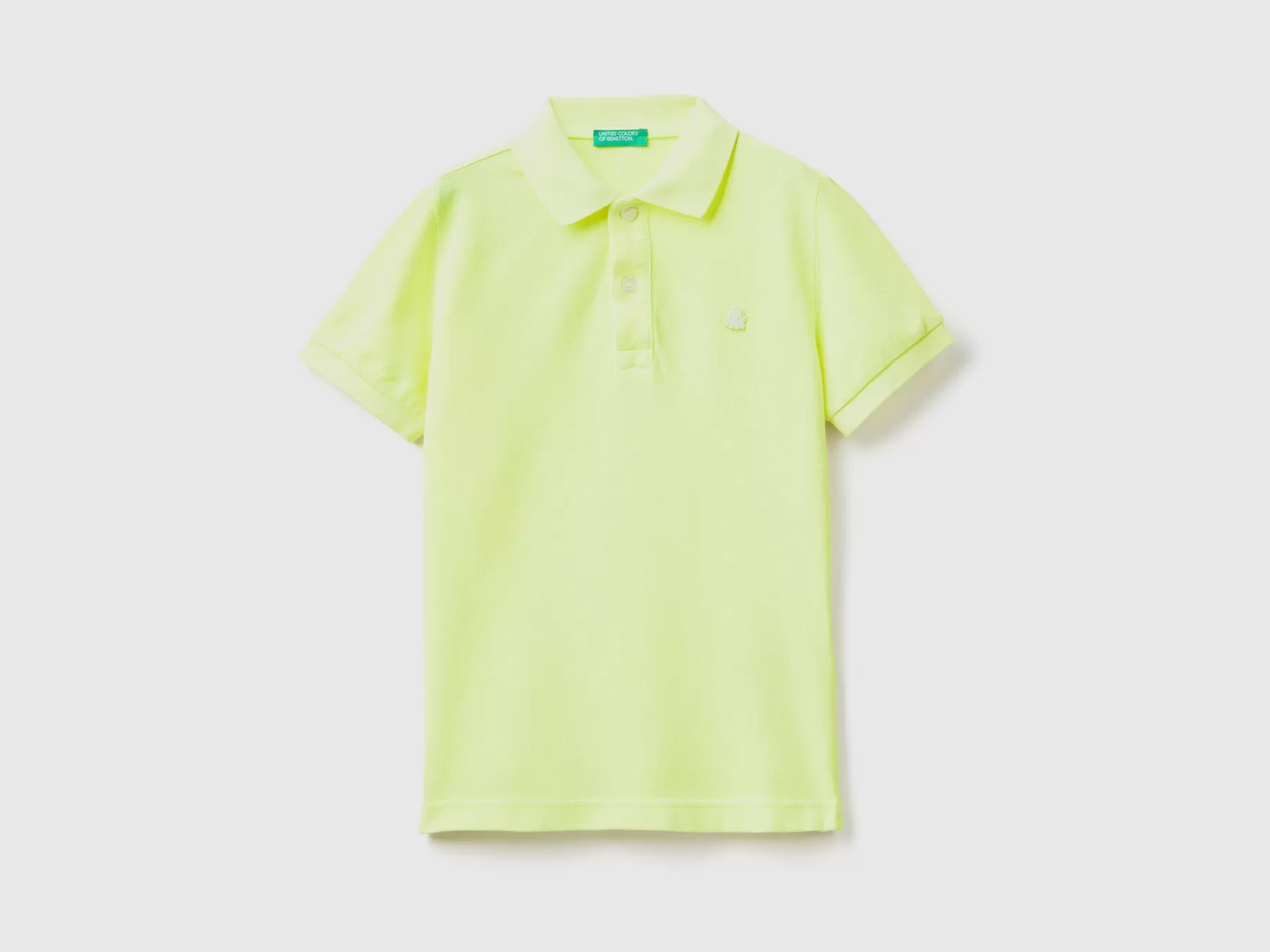 Benetton Polo Fluo In Cotone Biologico Giallo Fluo Fashion