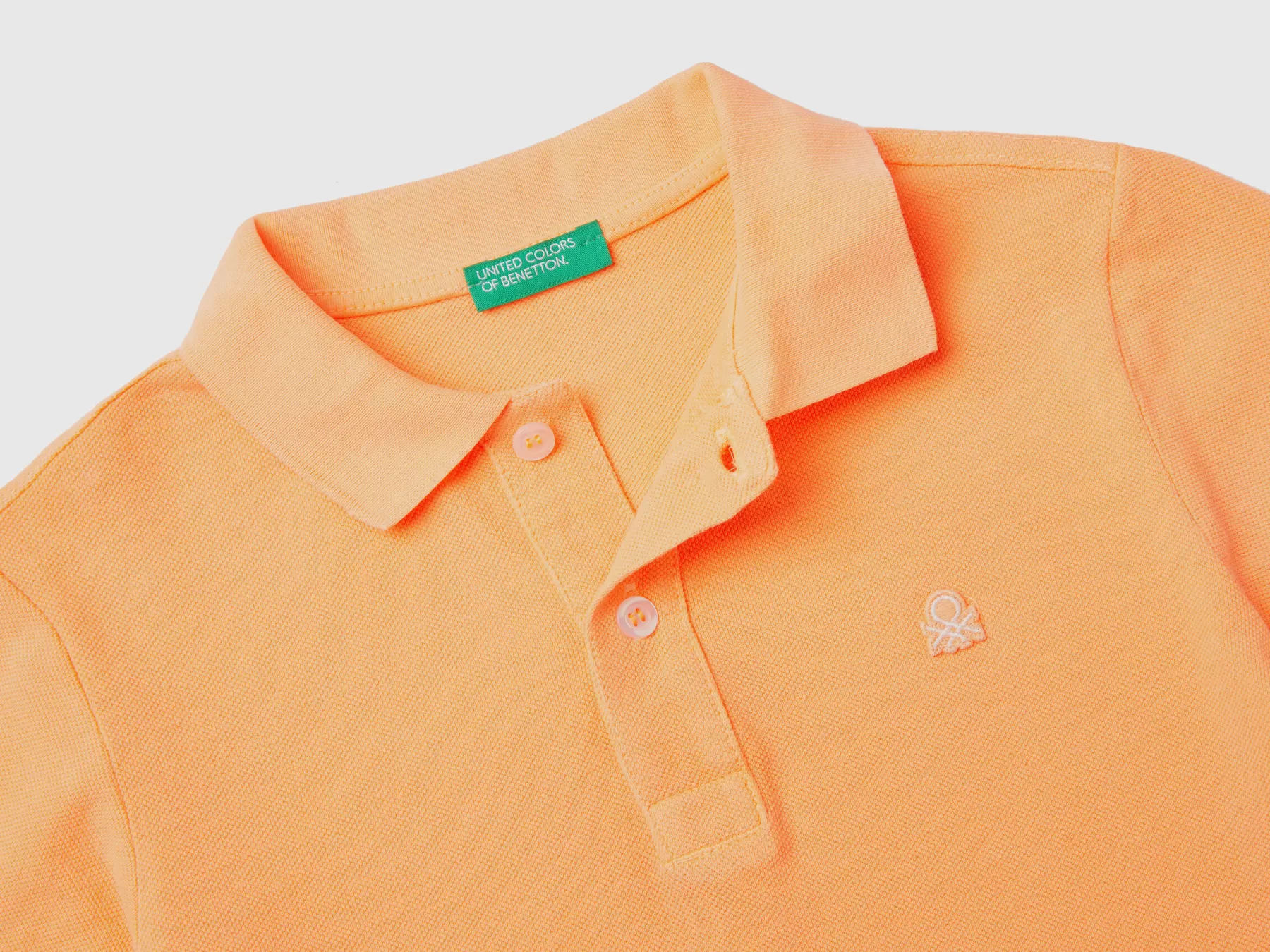 Benetton Polo Fluo In Cotone Biologico Arancione Fluo Shop