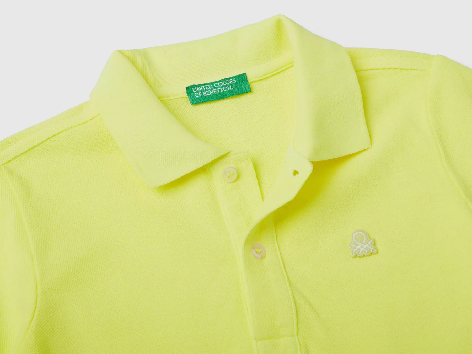 Benetton Polo Fluo In Cotone Biologico Giallo Fluo Cheap