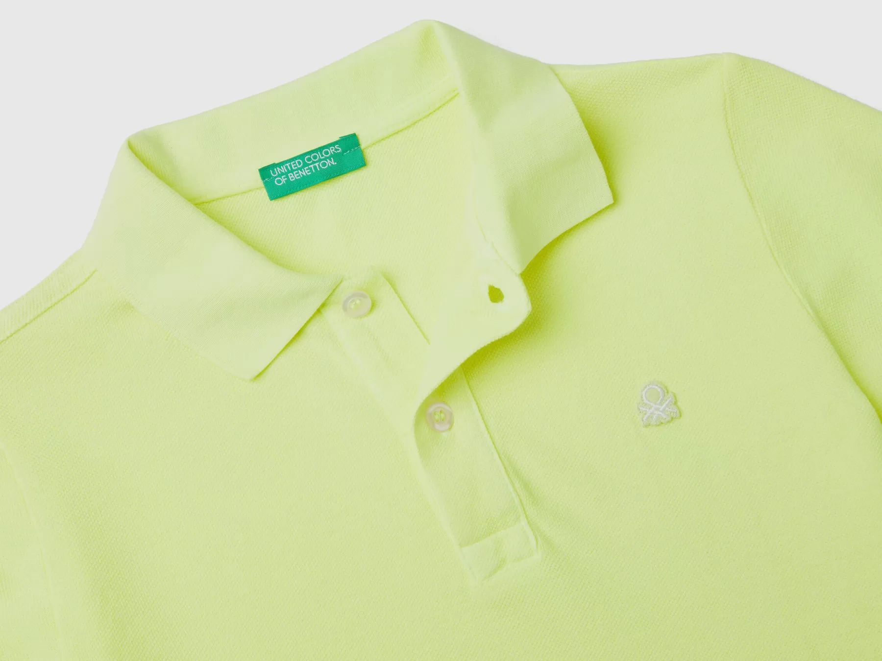 Benetton Polo Fluo In Cotone Biologico Giallo Fluo Fashion