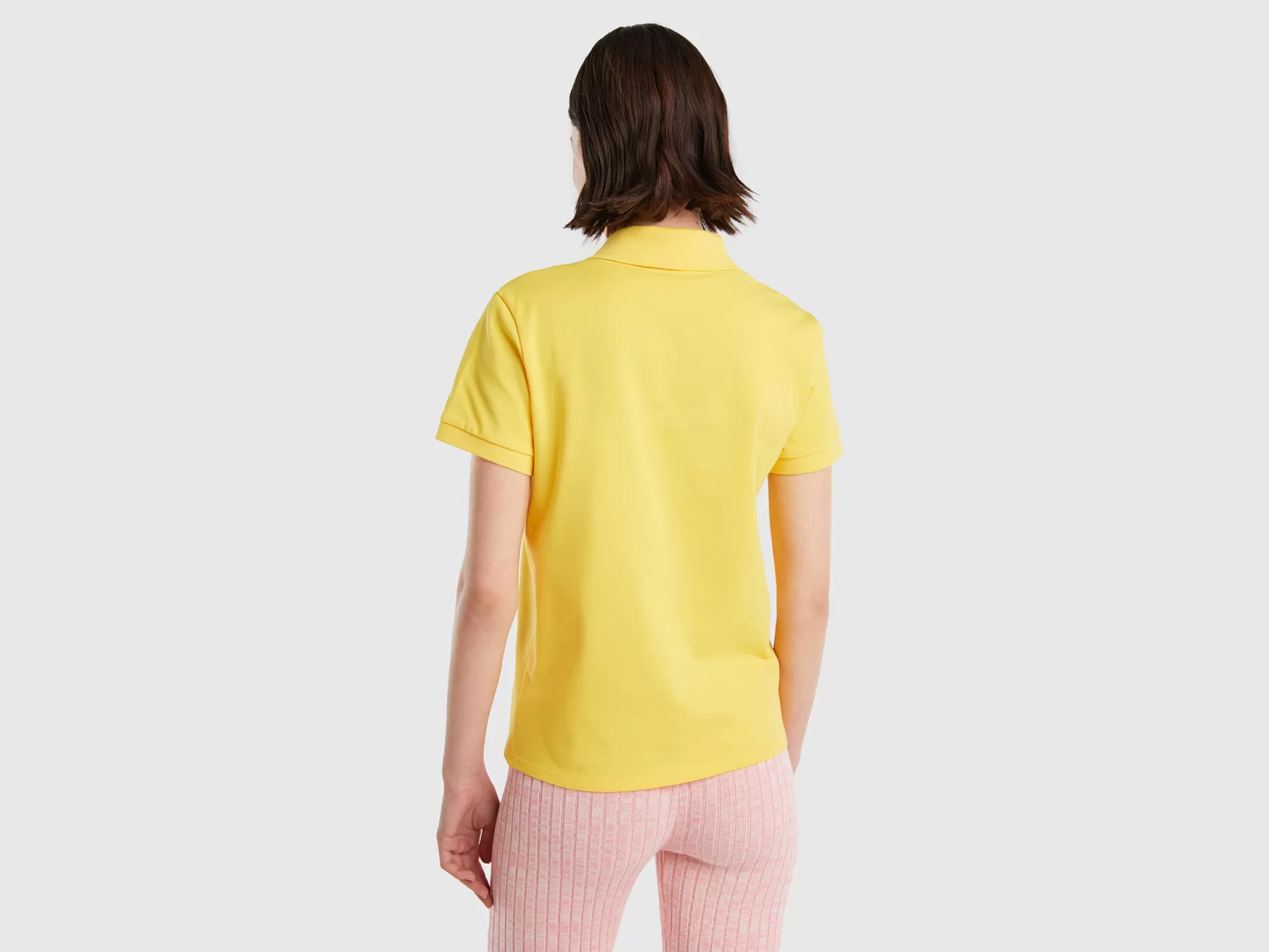 Benetton Polo Gialla Con Ricamo Mela Giallo Cheap