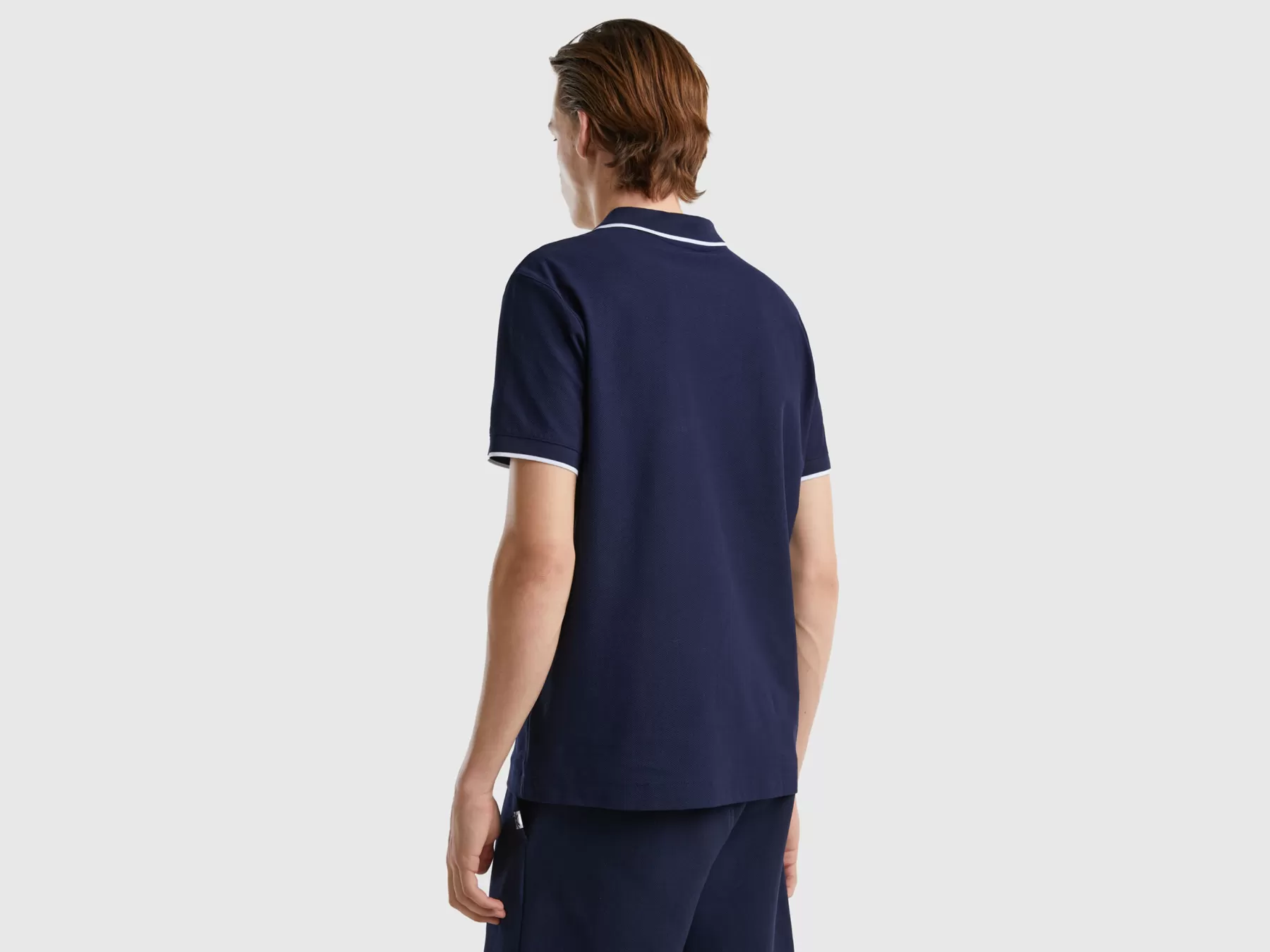 Benetton Polo In 100% Cotone Blu Scuro Shop