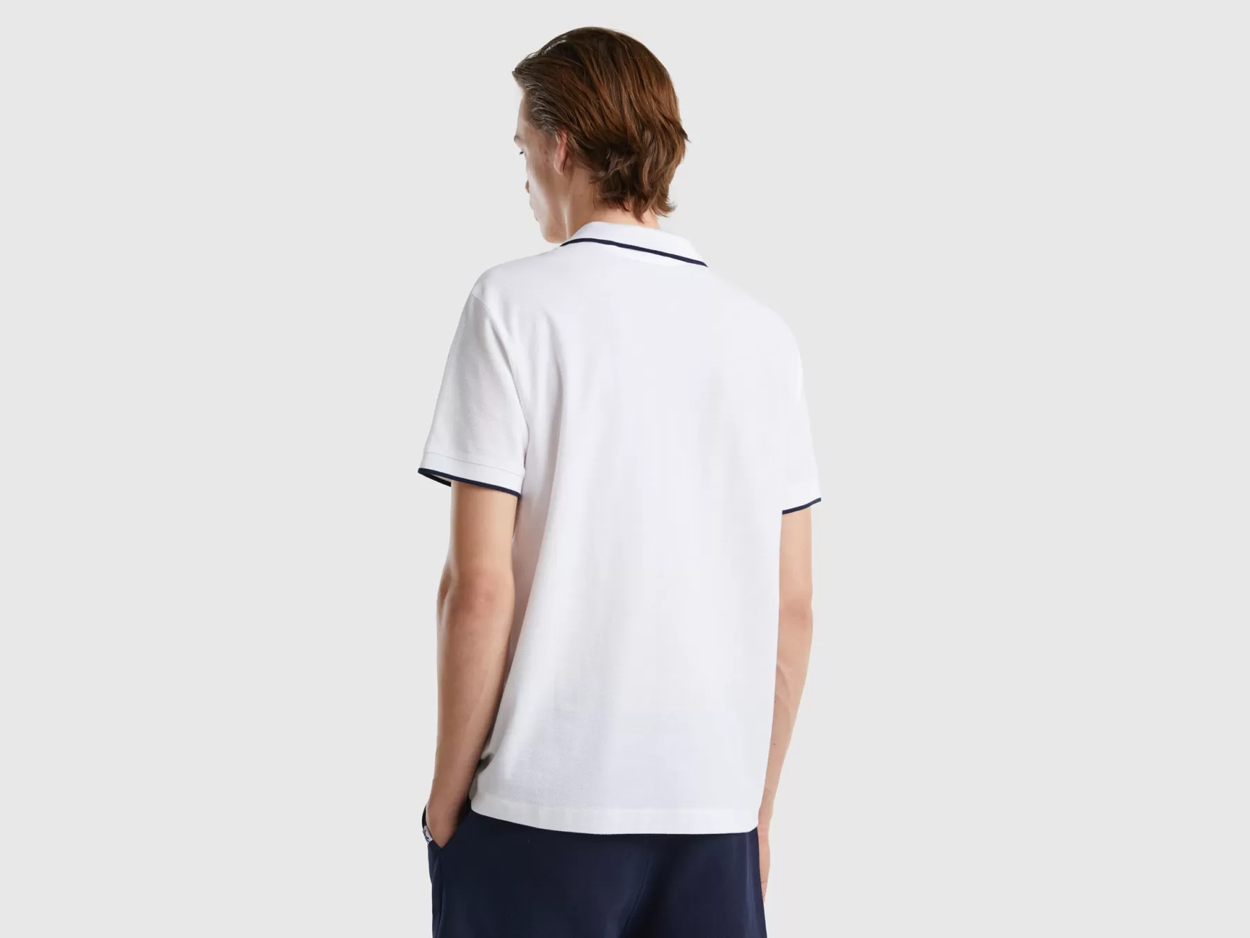 Benetton Polo In 100% Cotone Bianco Cheap