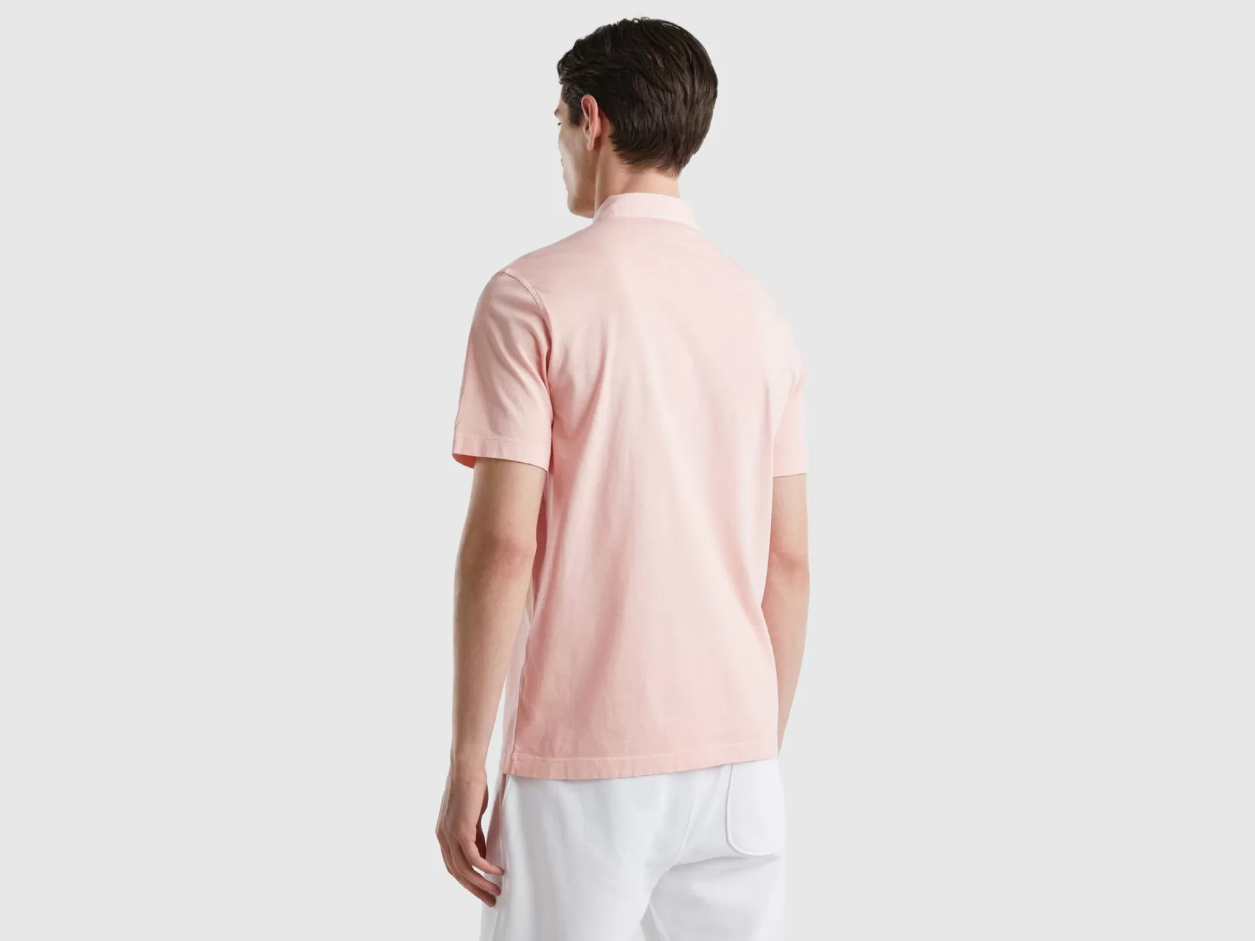 Benetton Polo In Cotone A Fibra Lunga Rosa Tenue Flash Sale