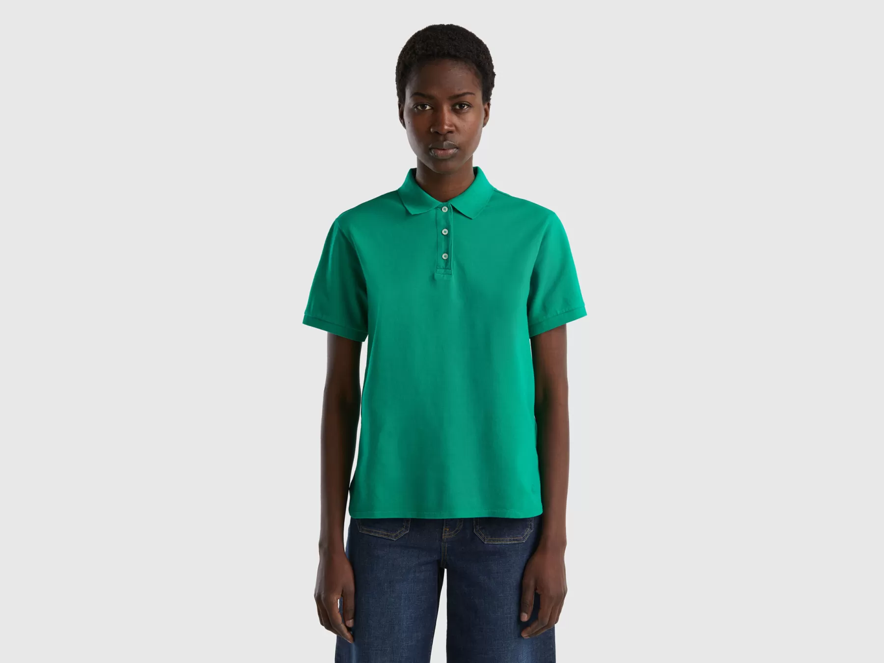 Benetton Polo In Cotone Bio Stretch Verde Store