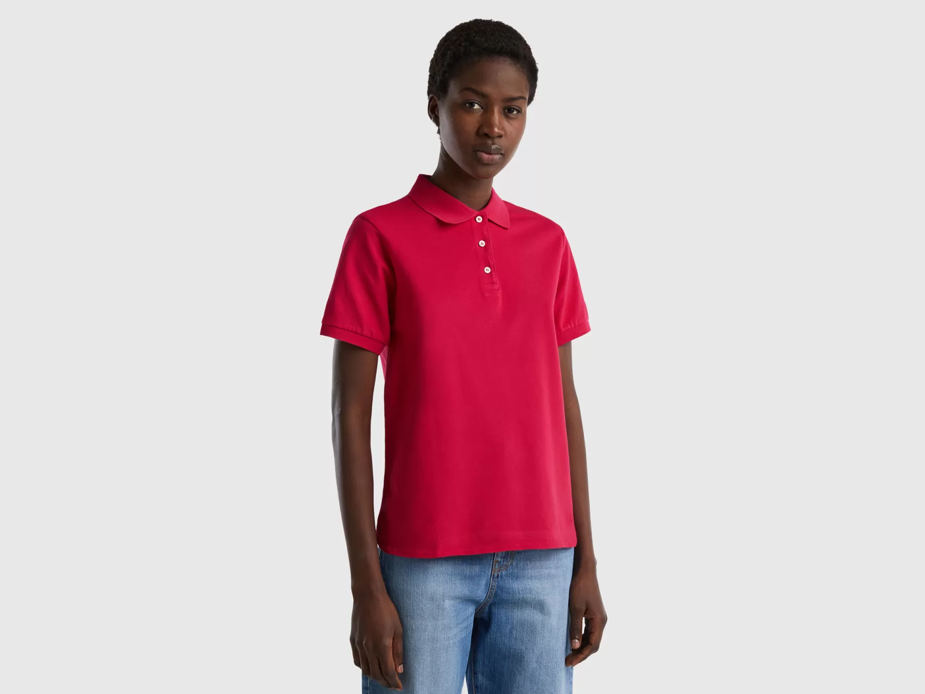 Benetton Polo In Cotone Bio Stretch Fucsia Fashion