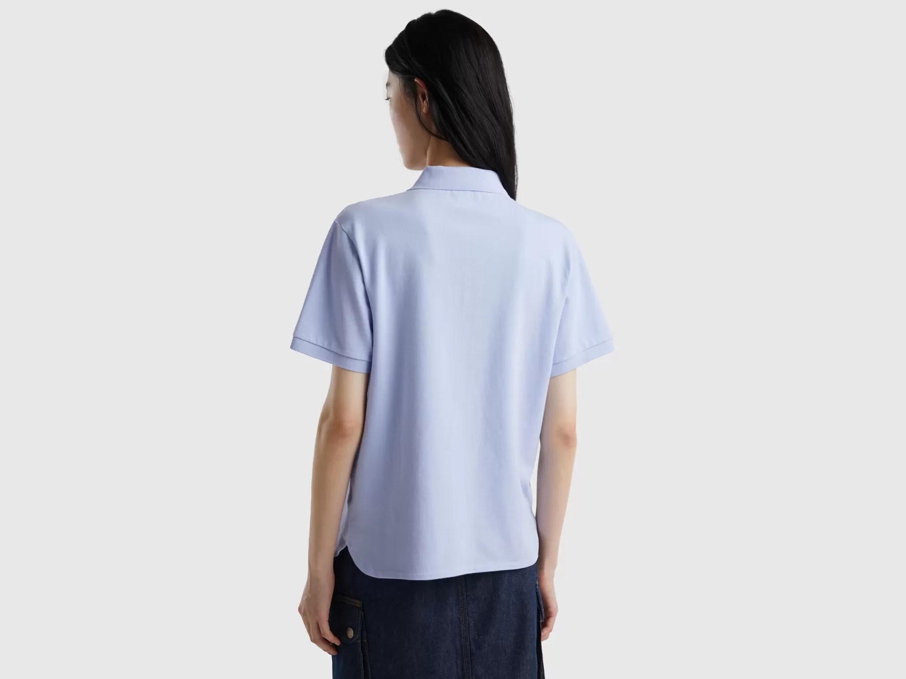 Benetton Polo In Cotone Bio Stretch Lavanda Shop