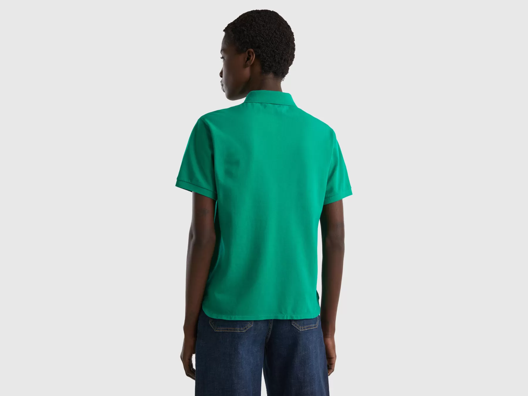 Benetton Polo In Cotone Bio Stretch Verde Store