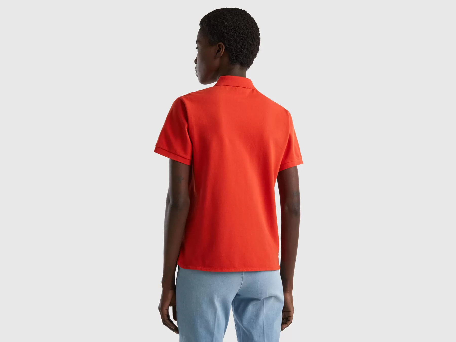 Benetton Polo In Cotone Bio Stretch Rosso Sale