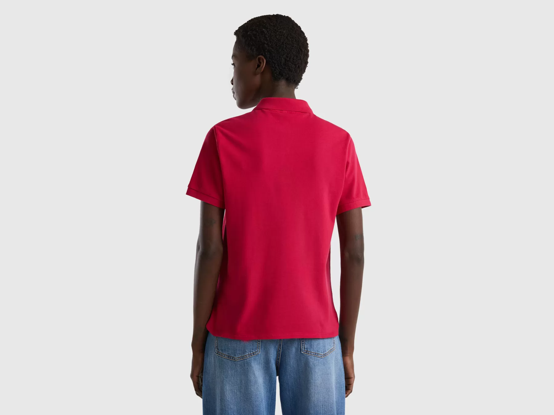 Benetton Polo In Cotone Bio Stretch Fucsia Fashion