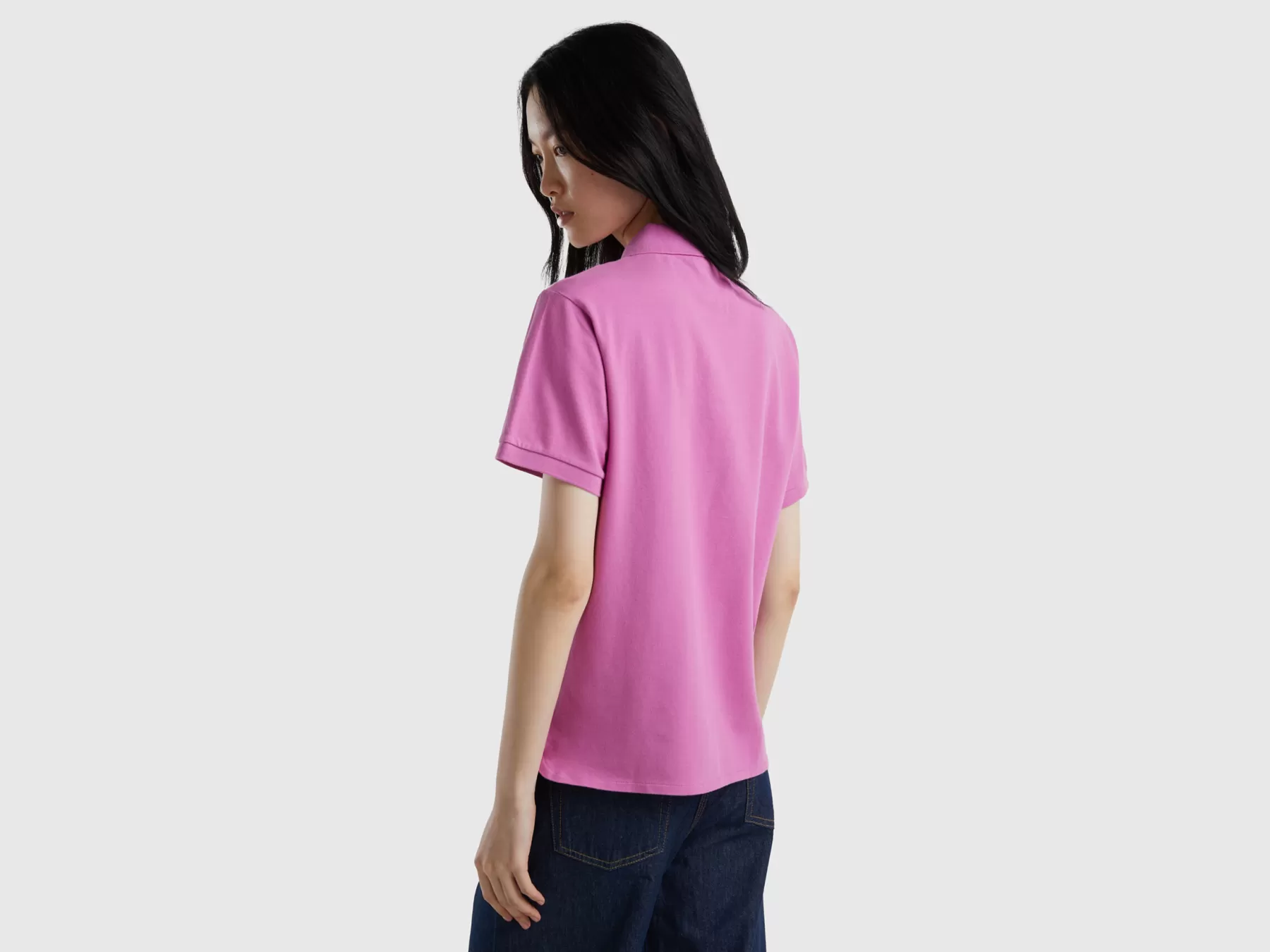 Benetton Polo In Cotone Bio Stretch Rosa Flash Sale