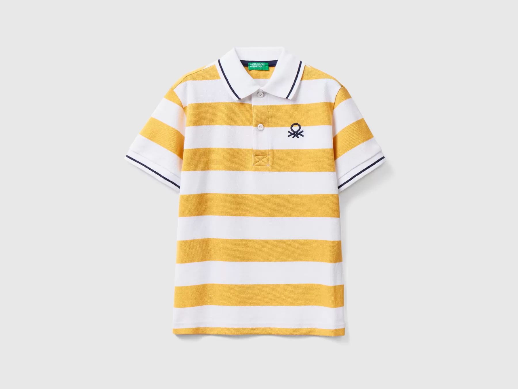 Benetton Polo Manica Corta A Righe Giallo Sale