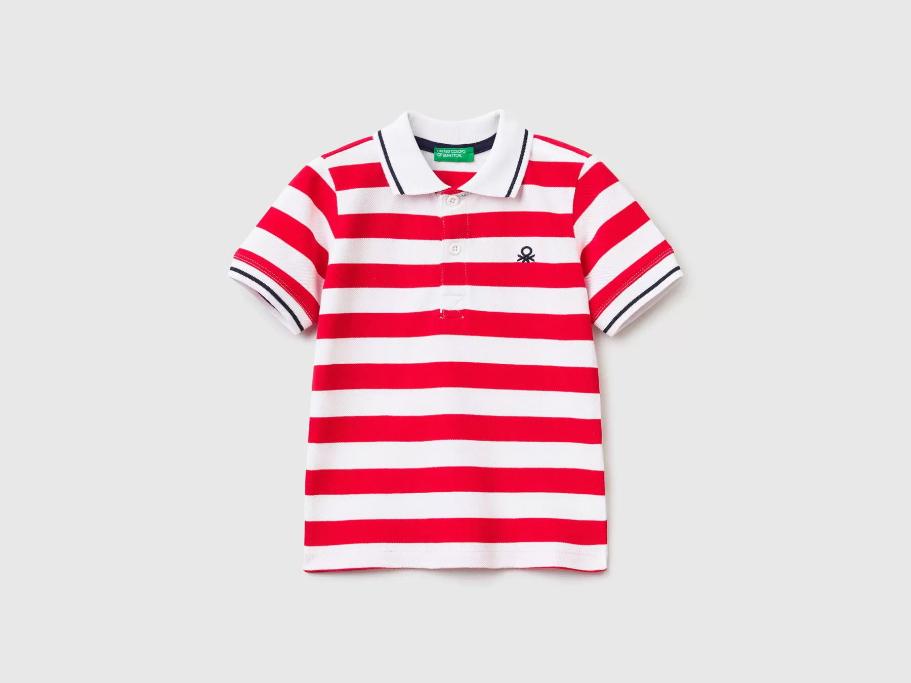 Benetton Polo Manica Corta A Righe Rosso Outlet