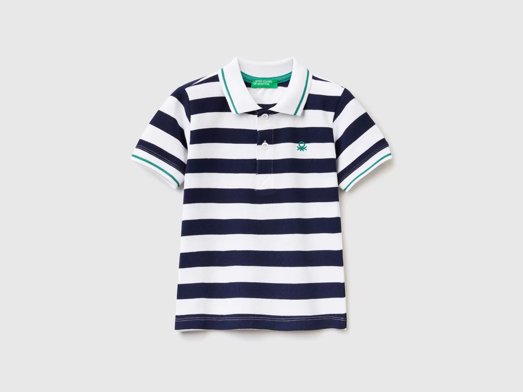 Benetton Polo Manica Corta A Righe Blu Scuro Hot