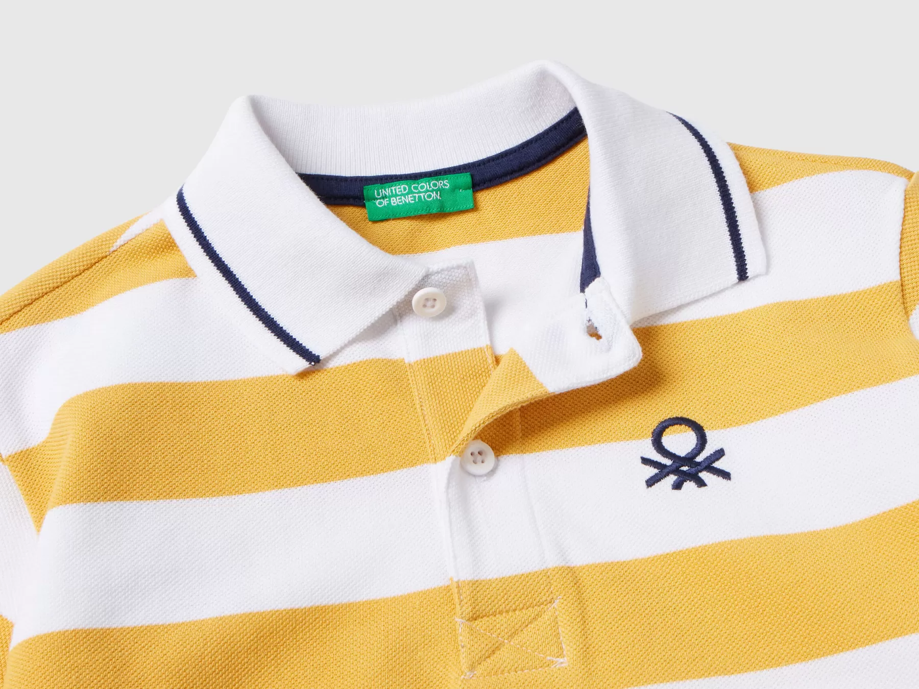 Benetton Polo Manica Corta A Righe Giallo Sale