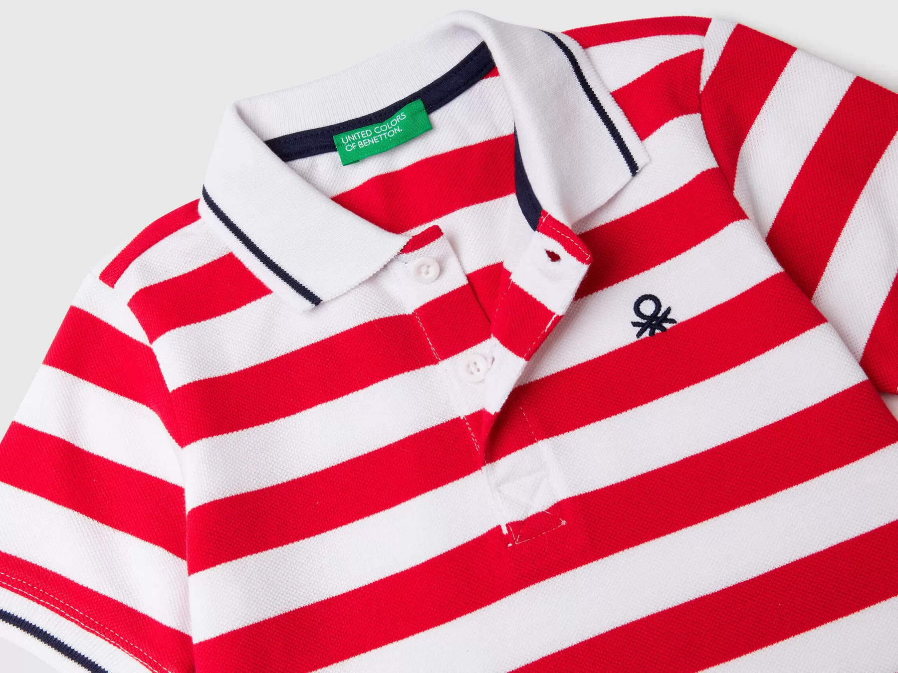 Benetton Polo Manica Corta A Righe Rosso Outlet