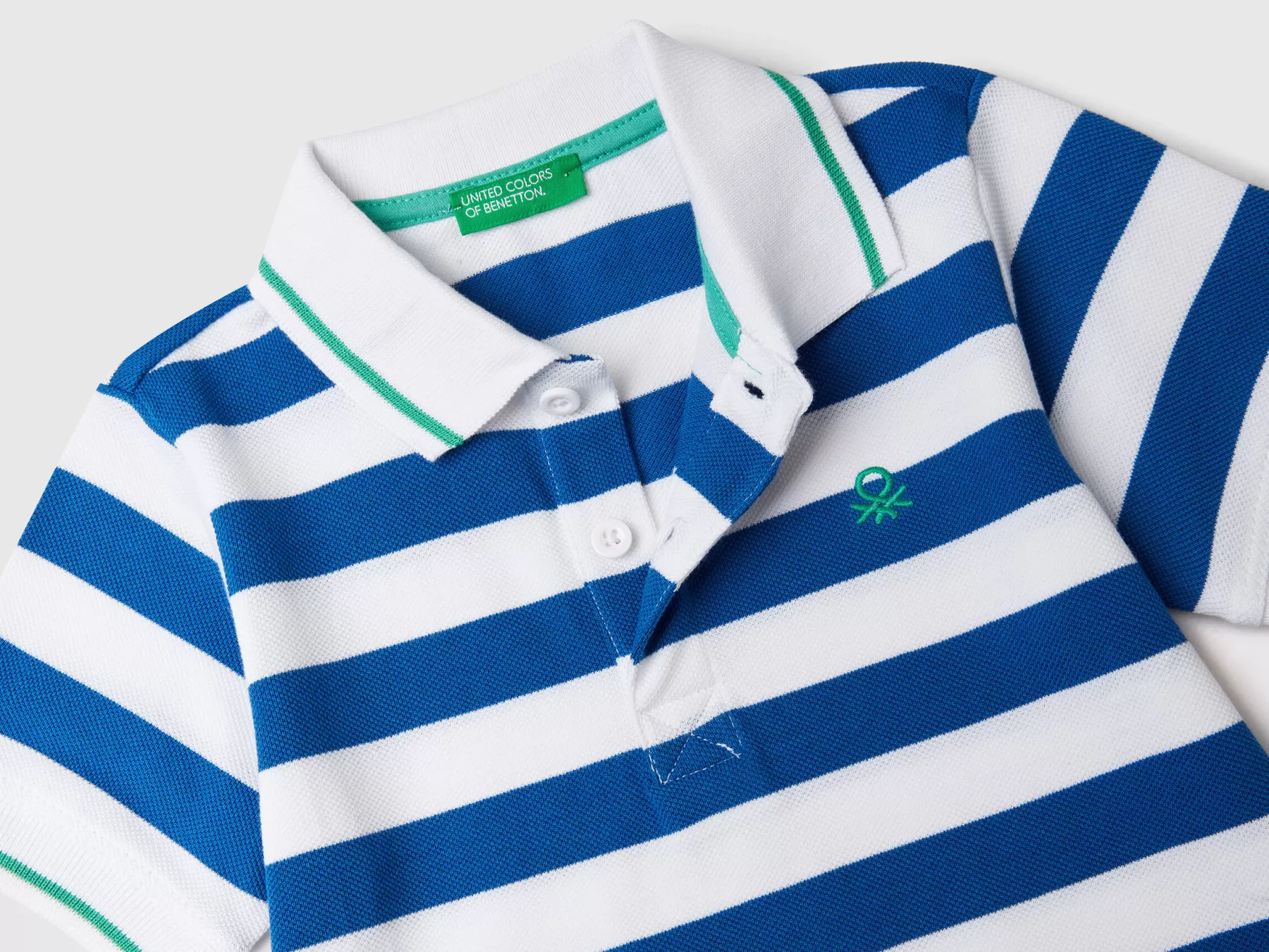 Benetton Polo Manica Corta A Righe Bluette Online