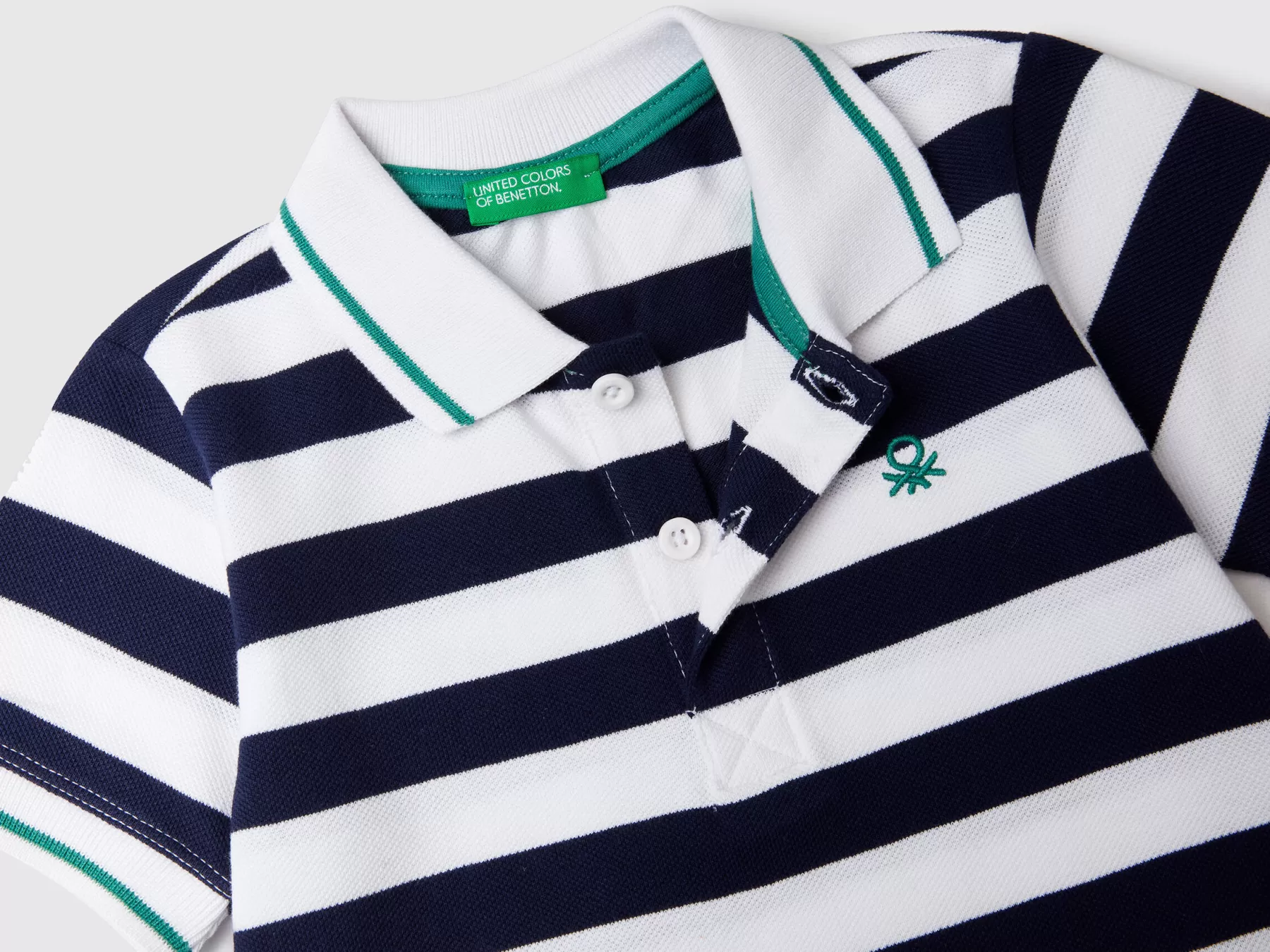 Benetton Polo Manica Corta A Righe Blu Scuro Hot