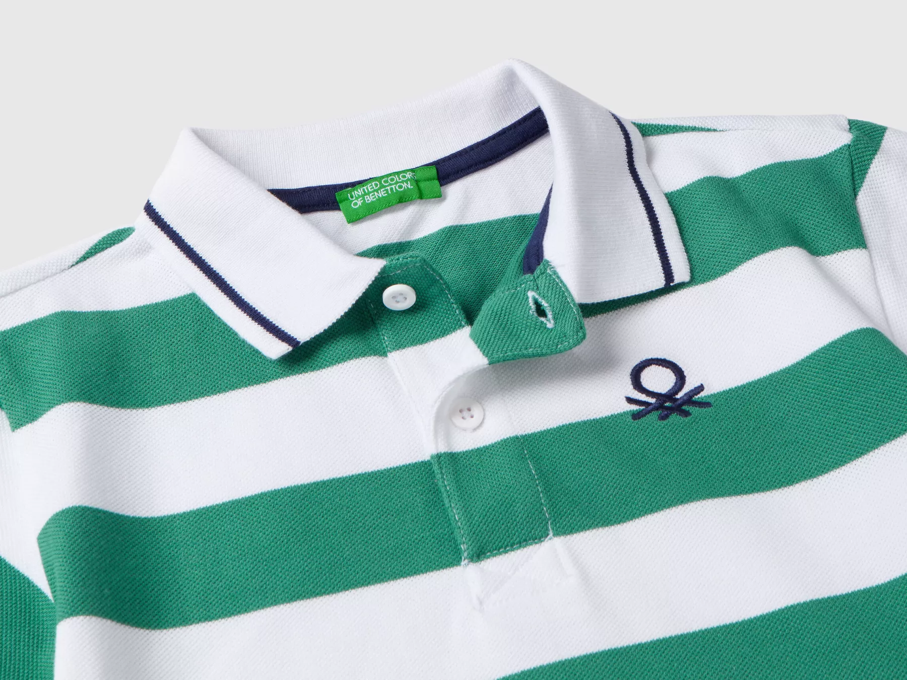 Benetton Polo Manica Corta A Righe Verde Online