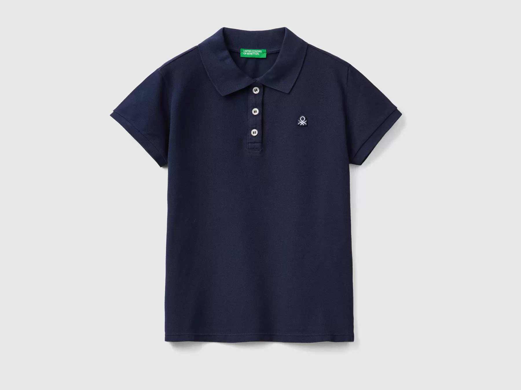 Benetton Polo Manica Corta In Cotone Bio Blu Scuro Shop