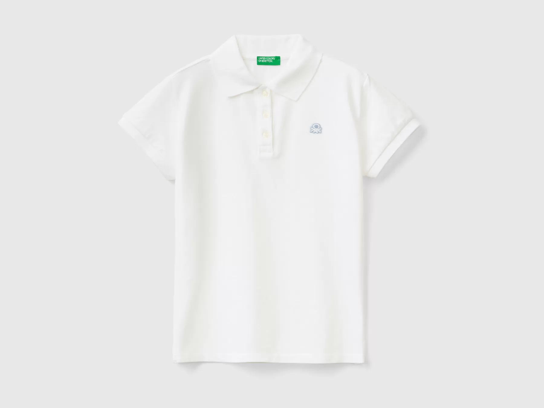 Benetton Polo Manica Corta In Cotone Bio Bianco Best Sale