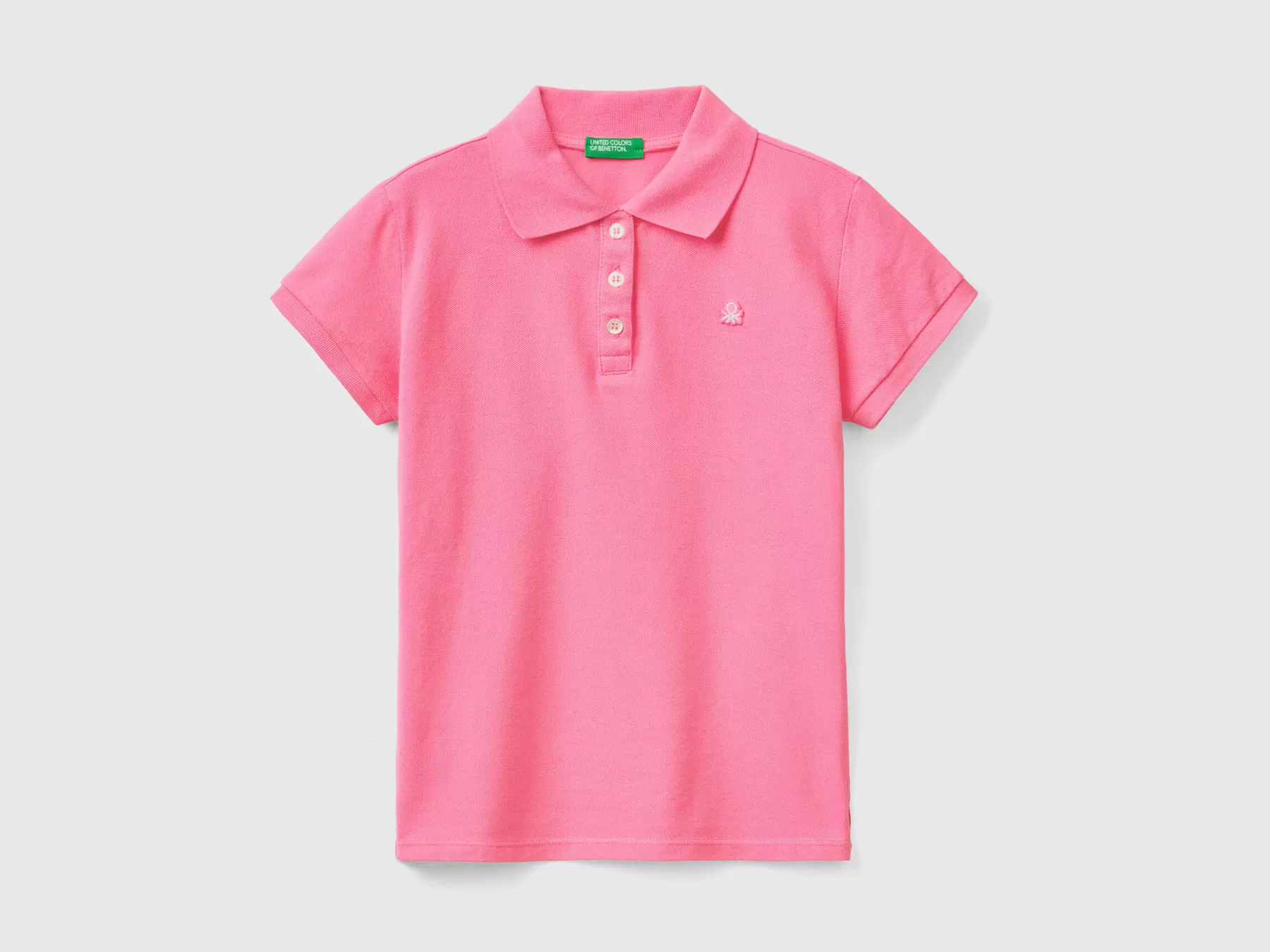 Benetton Polo Manica Corta In Cotone Bio Rosa Best Sale