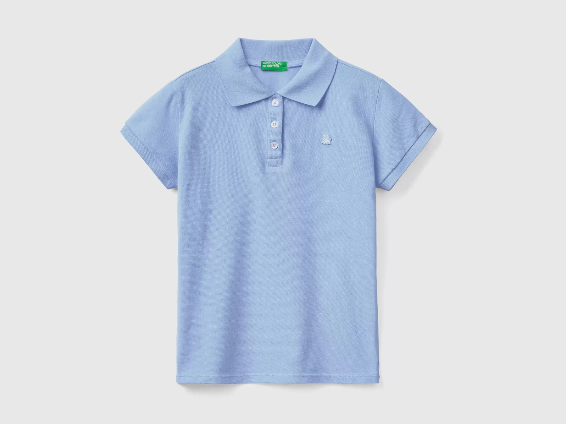 Benetton Polo Manica Corta In Cotone Bio Pervinca Discount