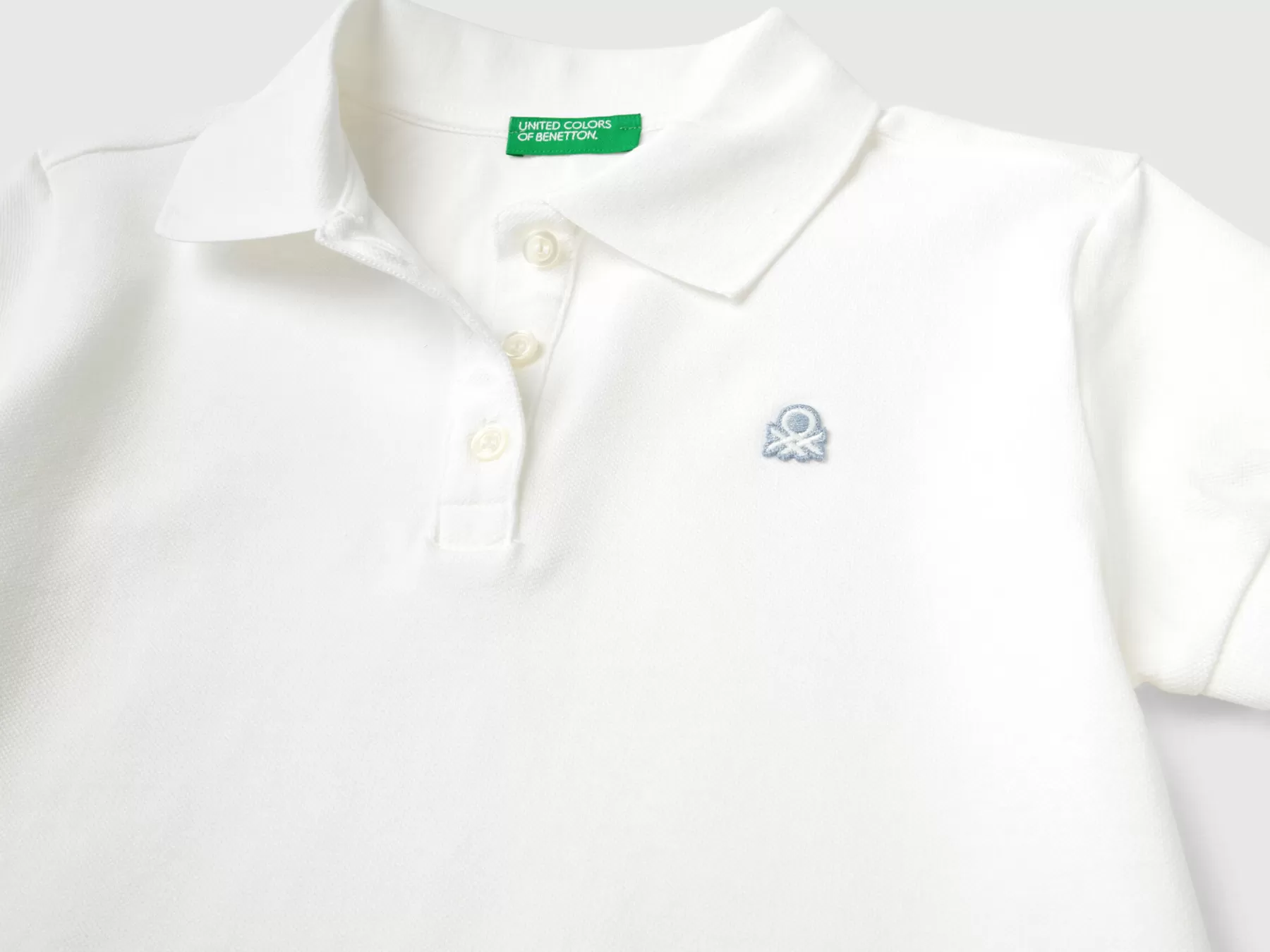 Benetton Polo Manica Corta In Cotone Bio Bianco Best Sale