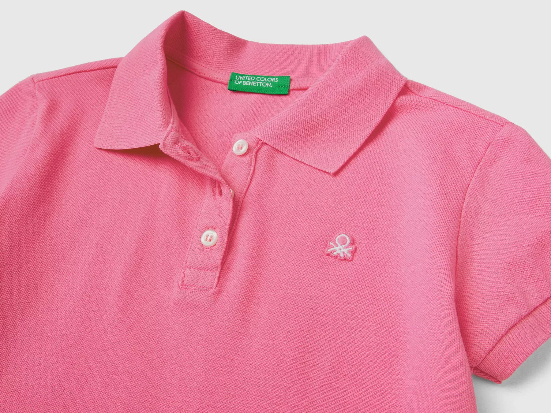 Benetton Polo Manica Corta In Cotone Bio Rosa Best Sale