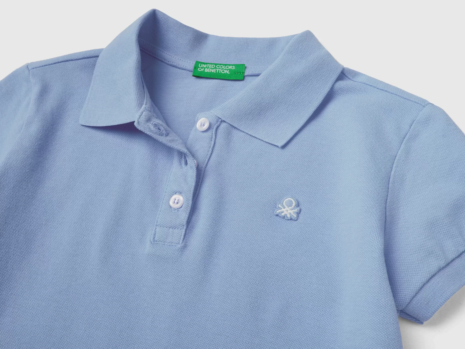 Benetton Polo Manica Corta In Cotone Bio Pervinca Discount