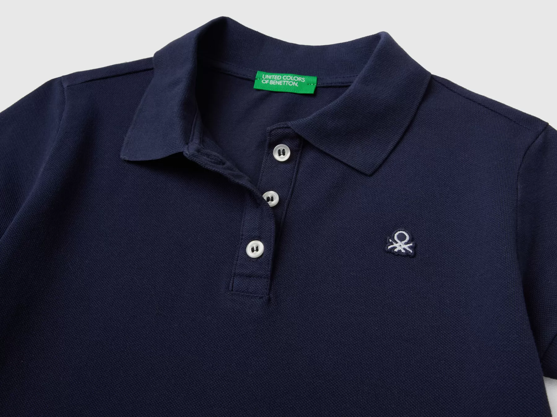 Benetton Polo Manica Corta In Cotone Bio Blu Scuro Shop