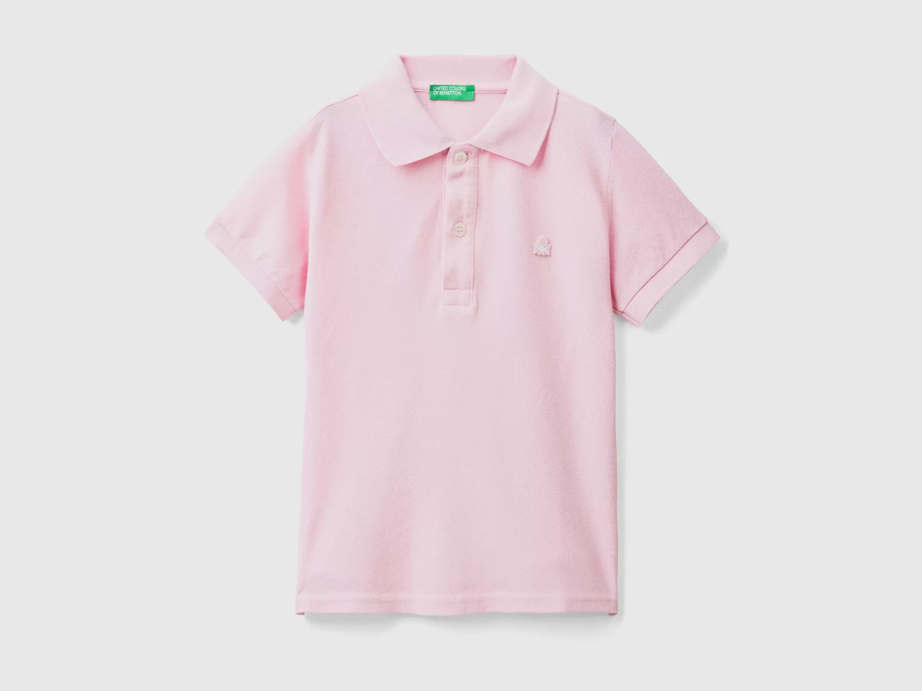 Benetton Polo Manica Corta In Cotone Biologico Rosa Cheap