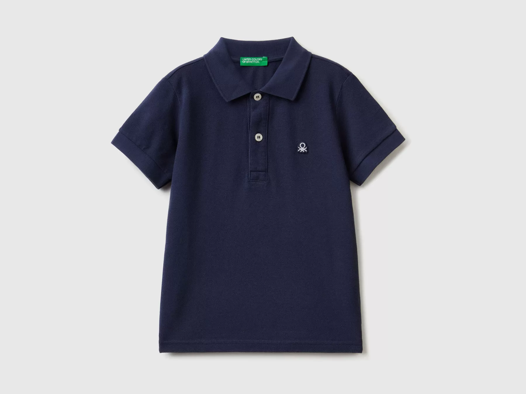 Benetton Polo Manica Corta In Cotone Biologico Blu Scuro Store