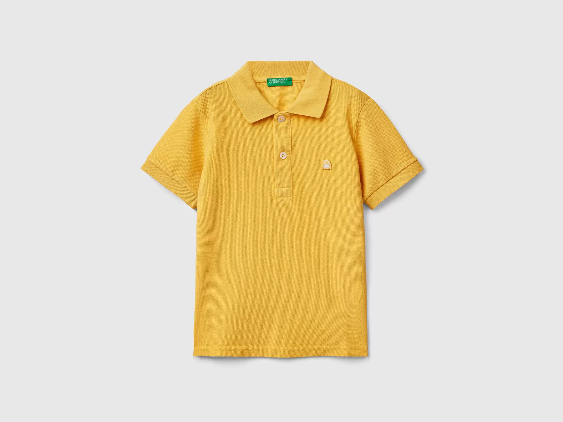 Benetton Polo Manica Corta In Cotone Biologico Giallo Cheap