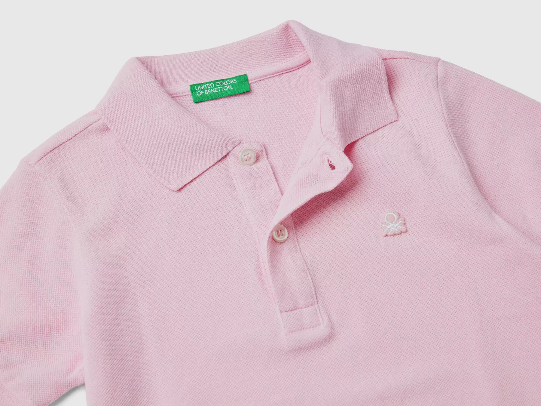 Benetton Polo Manica Corta In Cotone Biologico Rosa Cheap