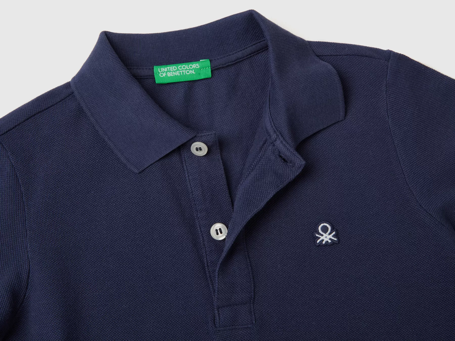 Benetton Polo Manica Corta In Cotone Biologico Blu Scuro Store