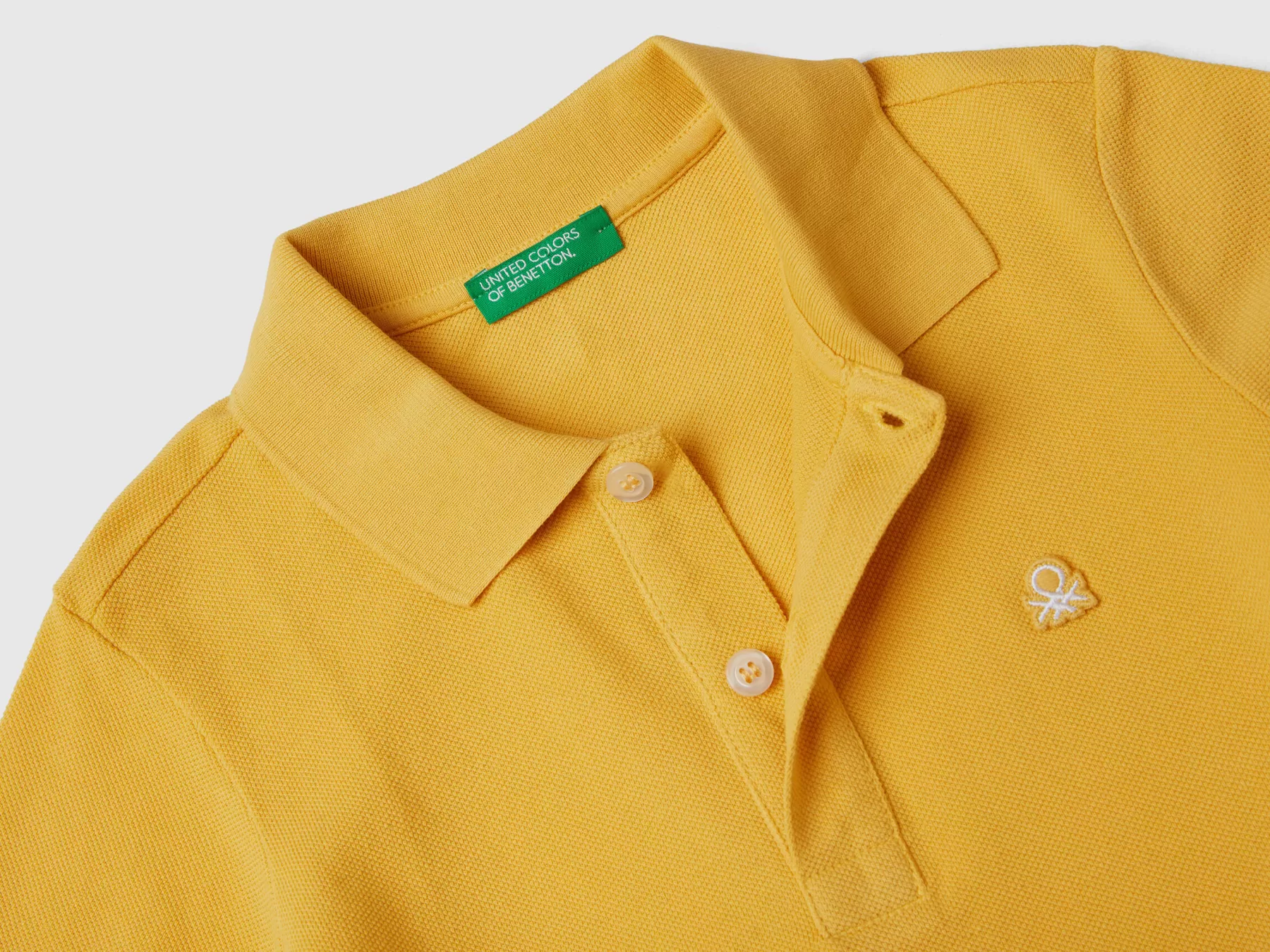 Benetton Polo Manica Corta In Cotone Biologico Giallo Cheap