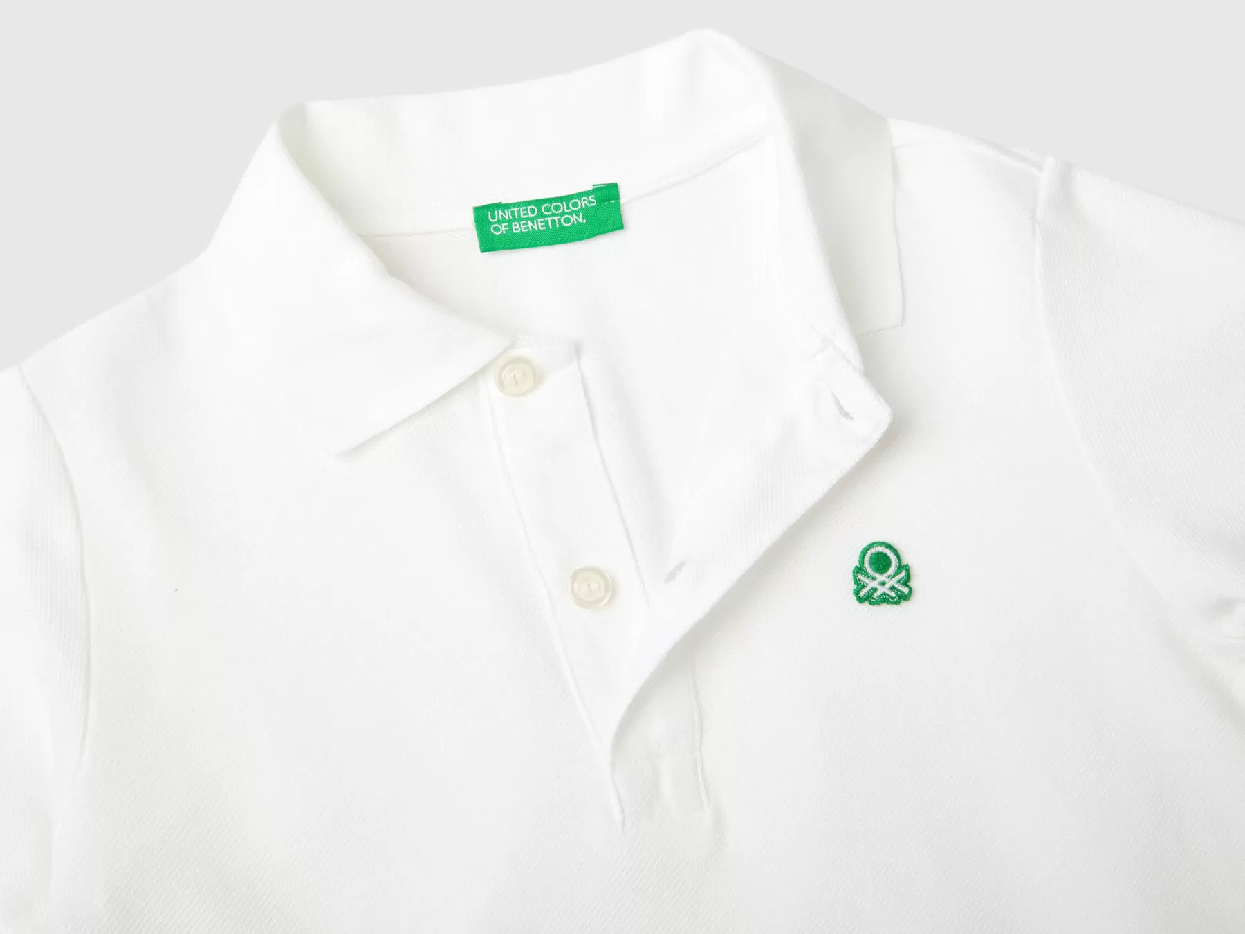 Benetton Polo Manica Corta In Cotone Biologico Bianco Fashion