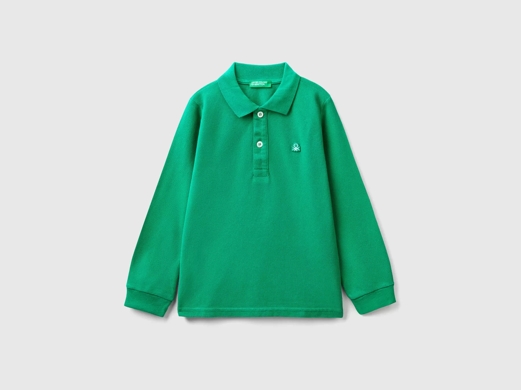 Benetton Polo Manica Lunga In Cotone Biologico Verde Online