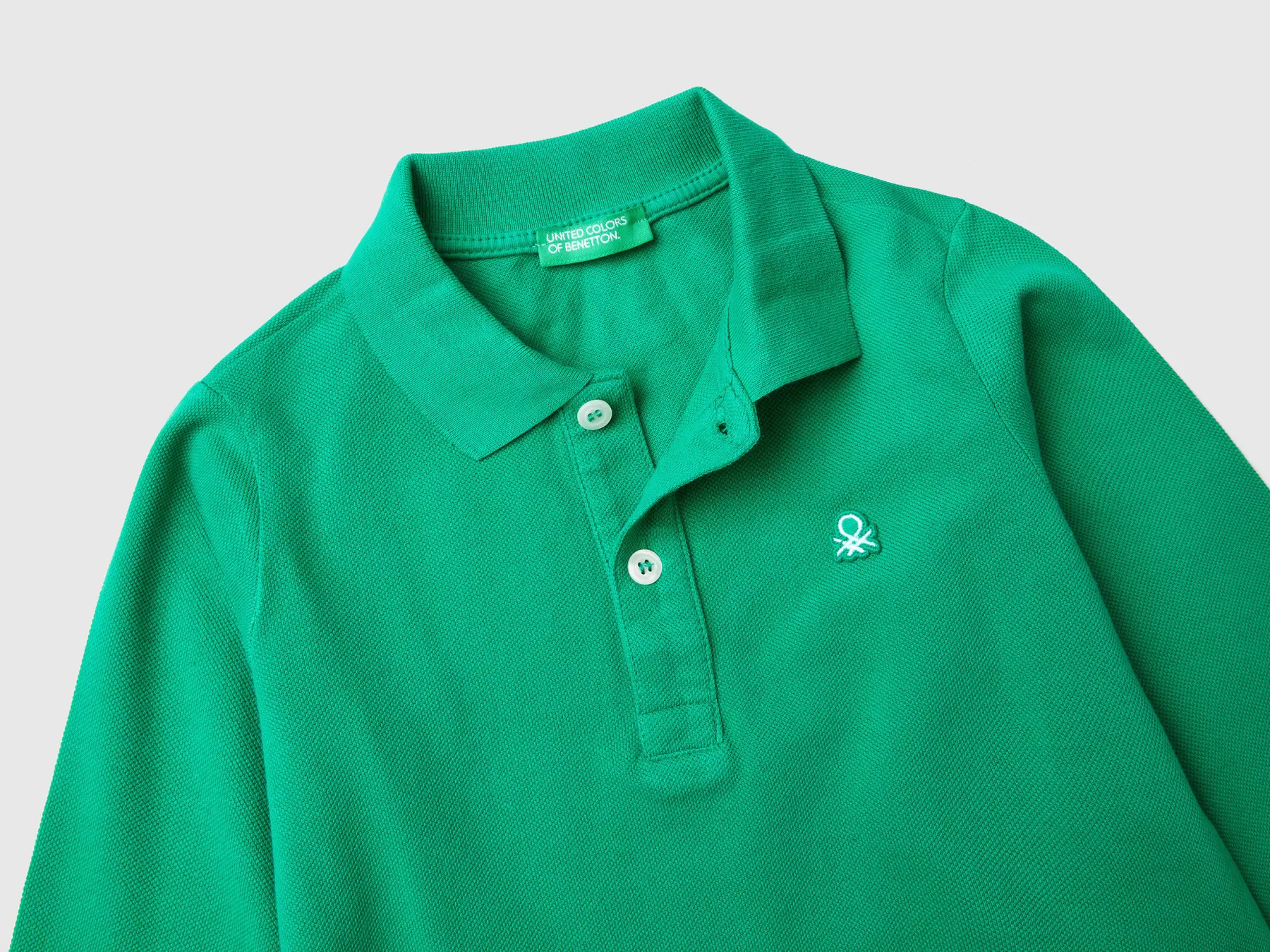 Benetton Polo Manica Lunga In Cotone Biologico Verde Online