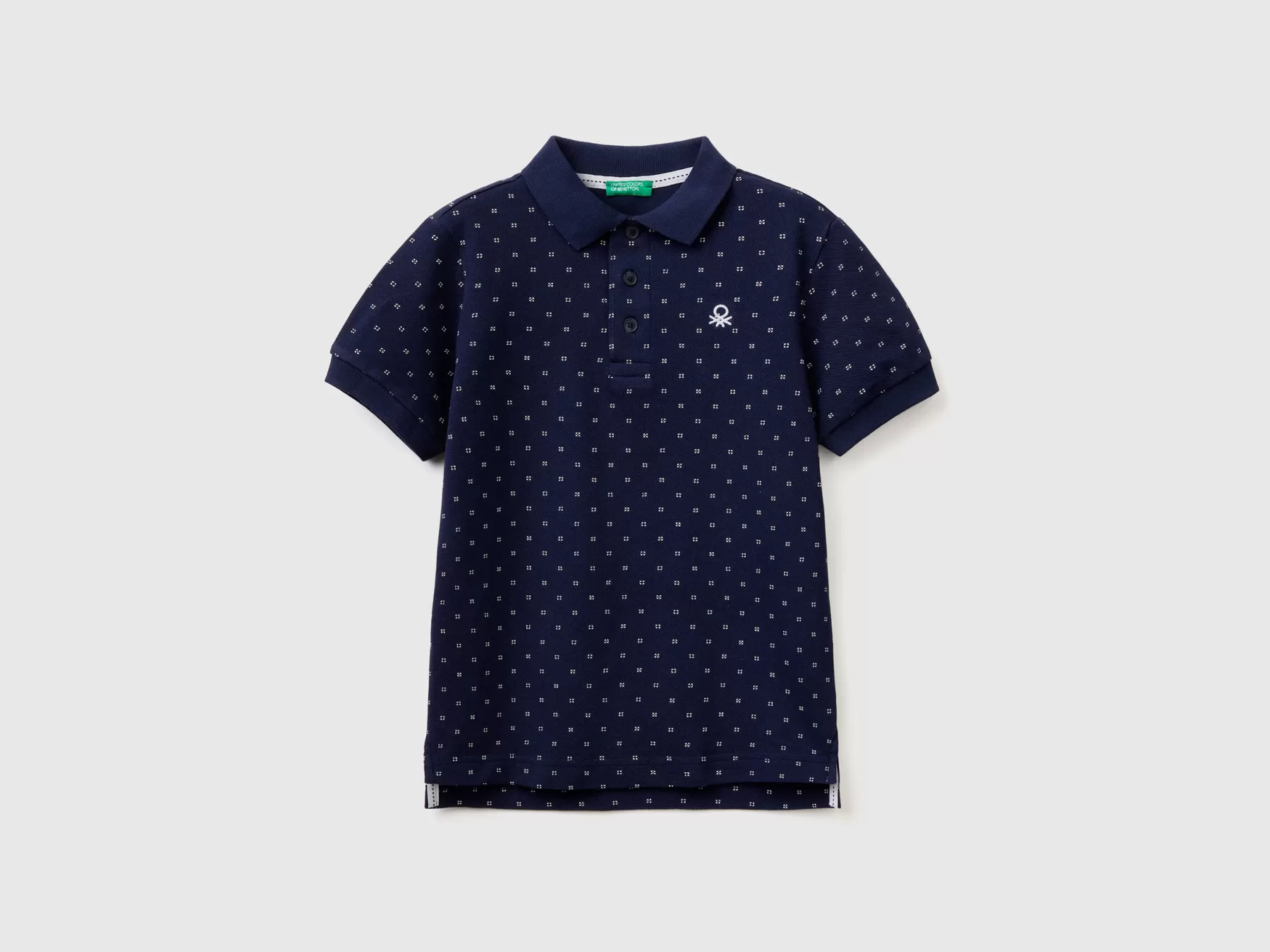 Benetton Polo Micro Fantasia Slim Fit Blu Shop