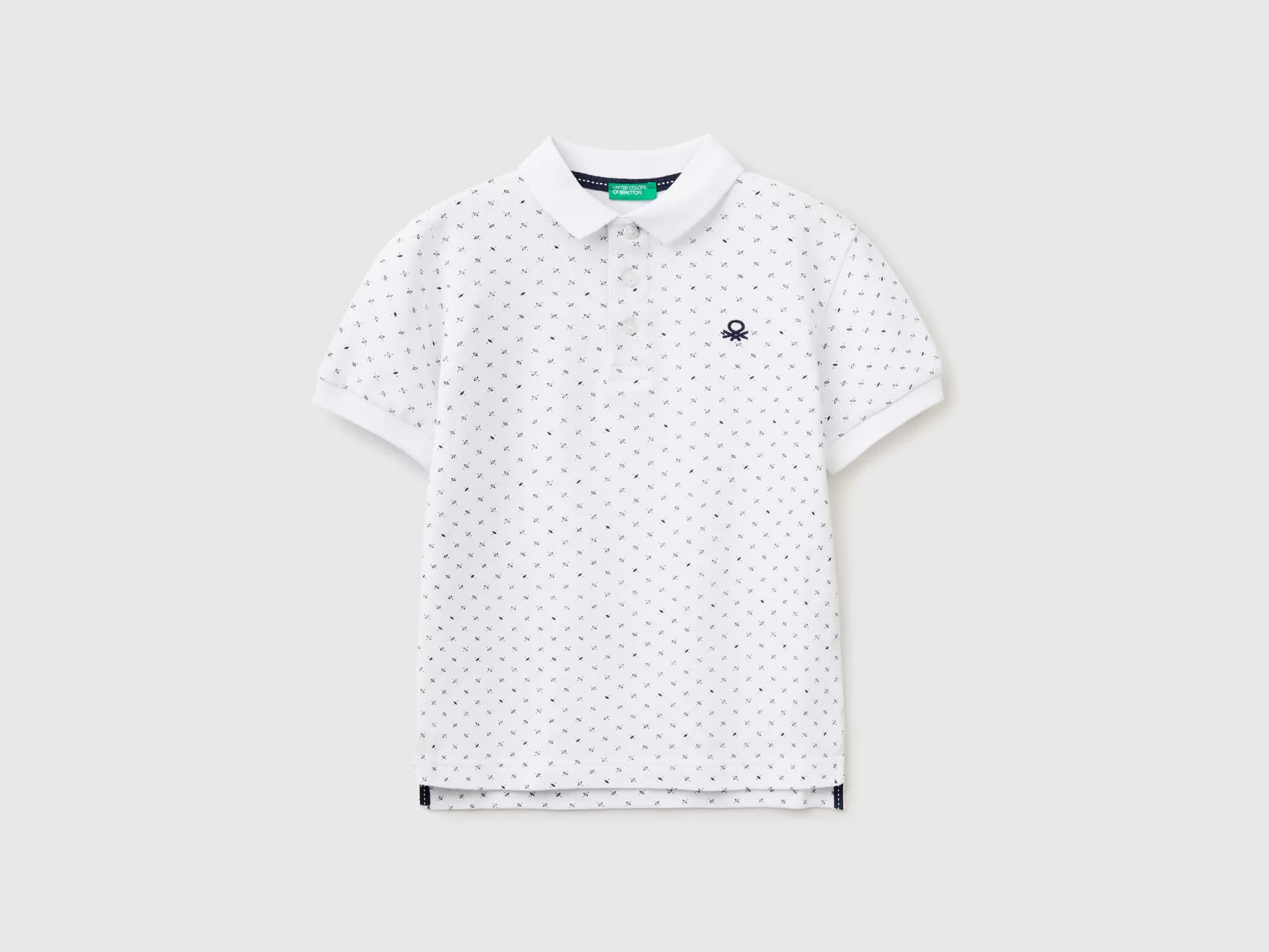 Benetton Polo Micro Fantasia Slim Fit Bianco Store