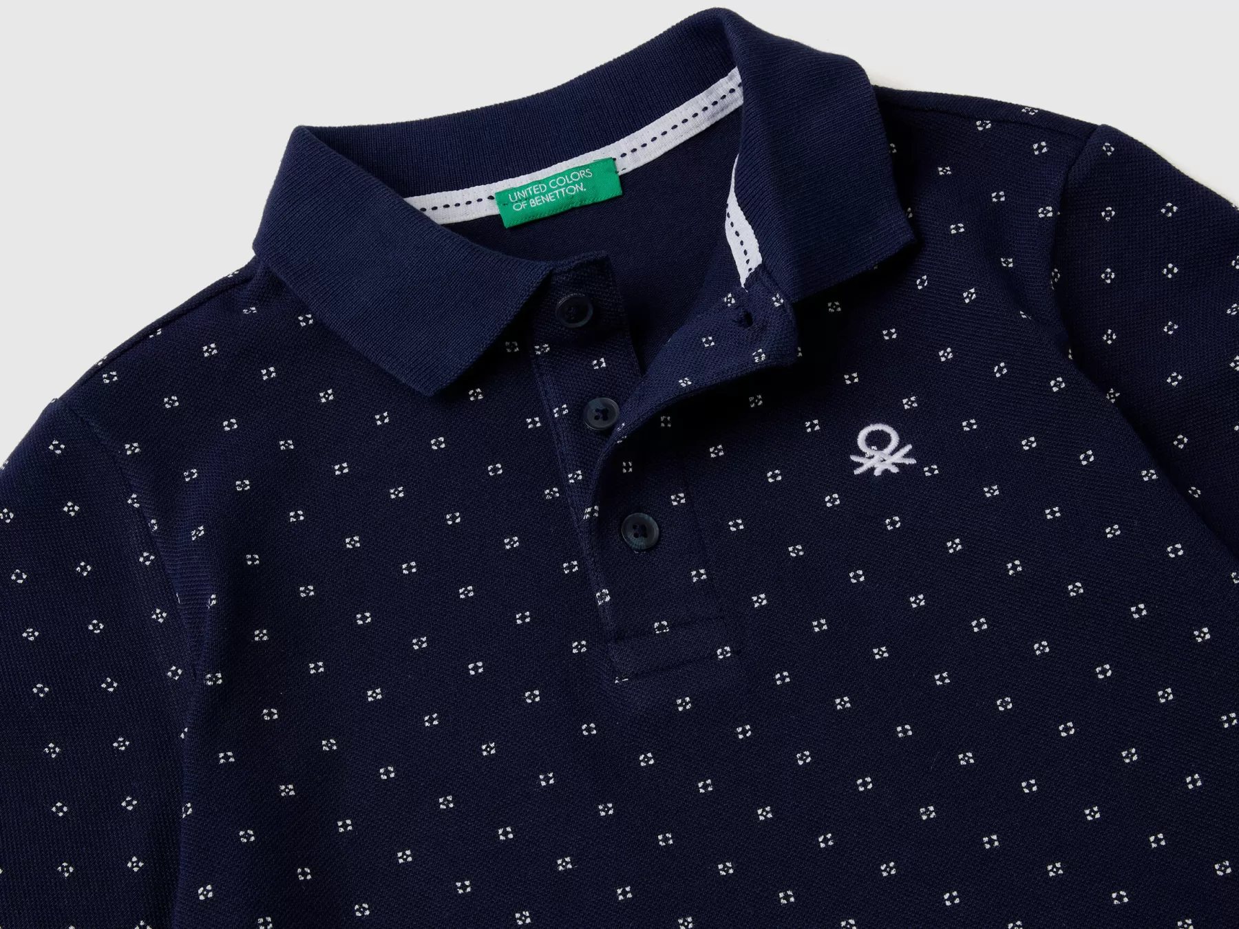 Benetton Polo Micro Fantasia Slim Fit Blu Shop