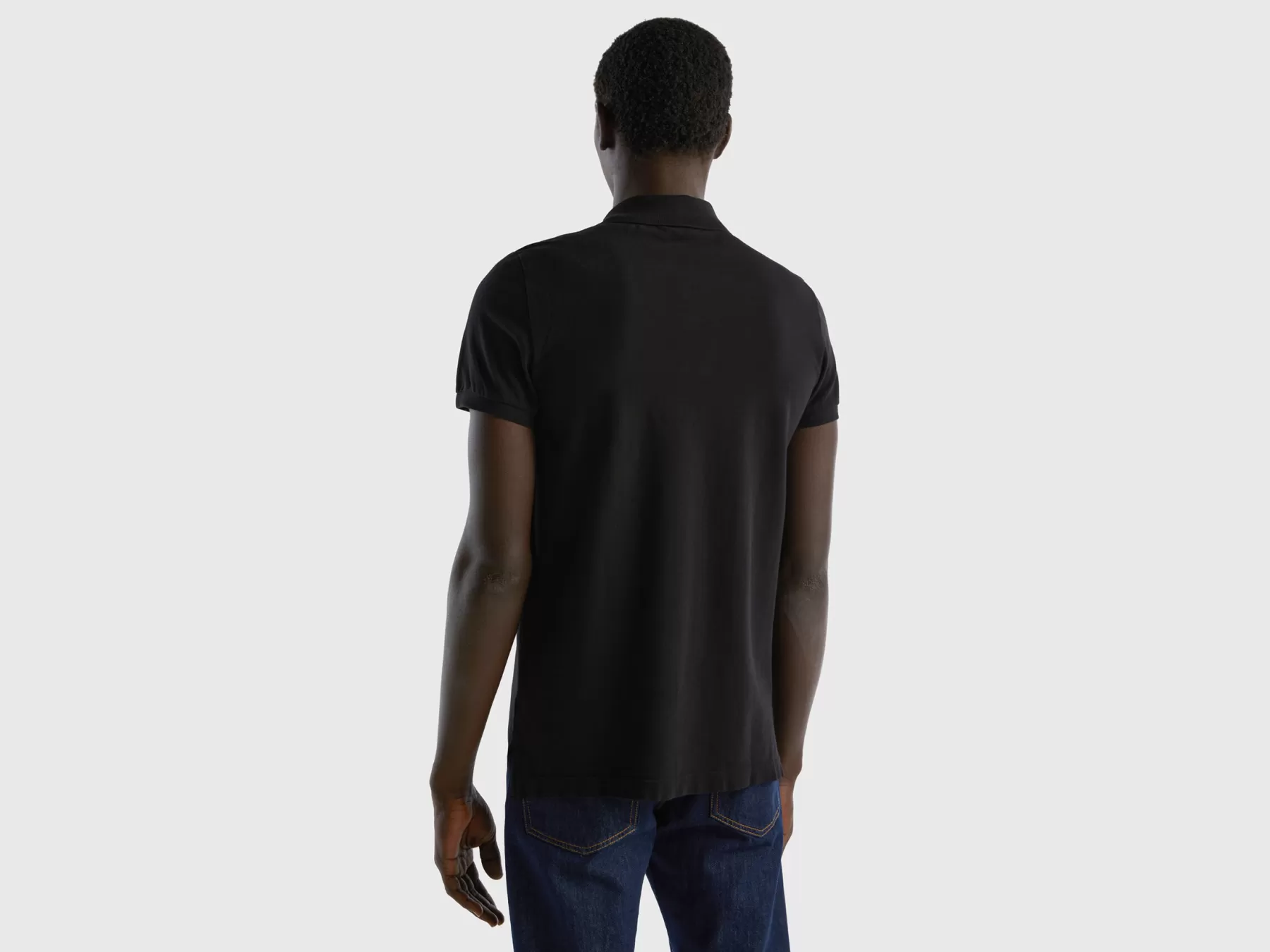 Benetton Polo Nera Slim Fit Nero Sale