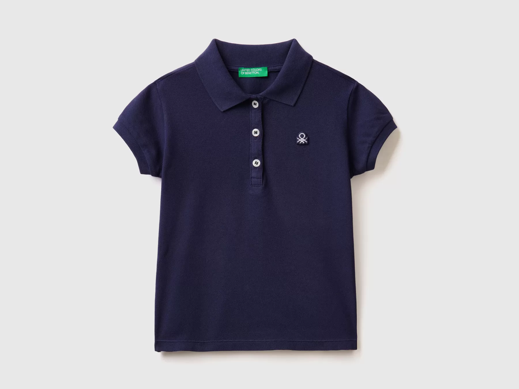 Benetton Polo Regular Fit In Cotone Bio Blu Scuro Shop