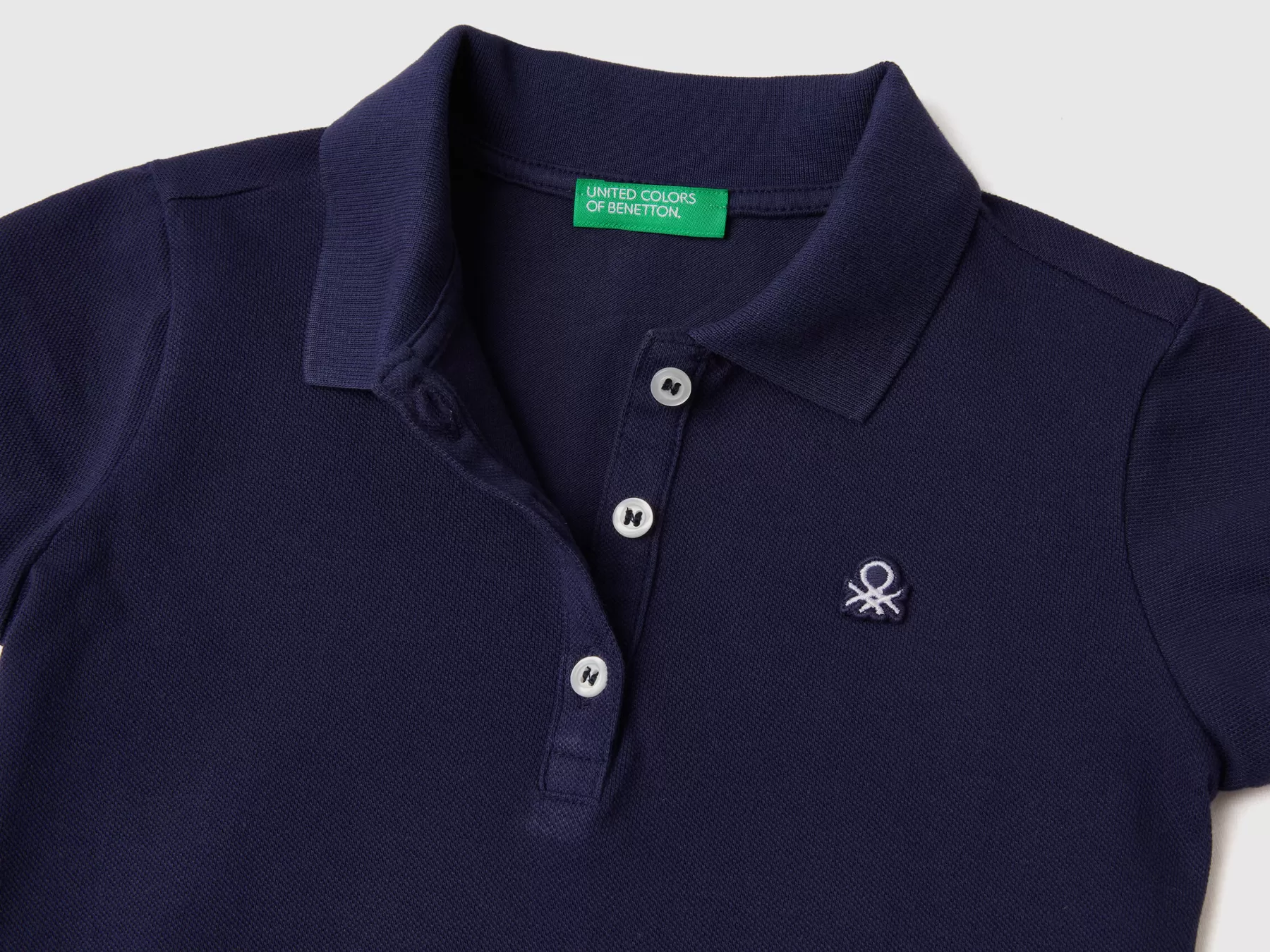 Benetton Polo Regular Fit In Cotone Bio Blu Scuro Shop