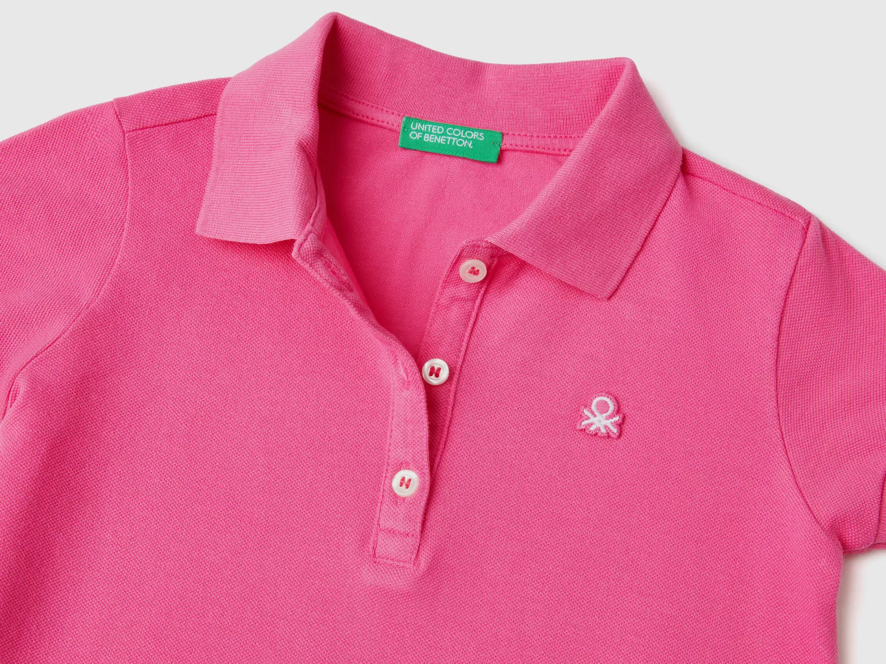 Benetton Polo Regular Fit In Cotone Bio Fucsia Best Sale